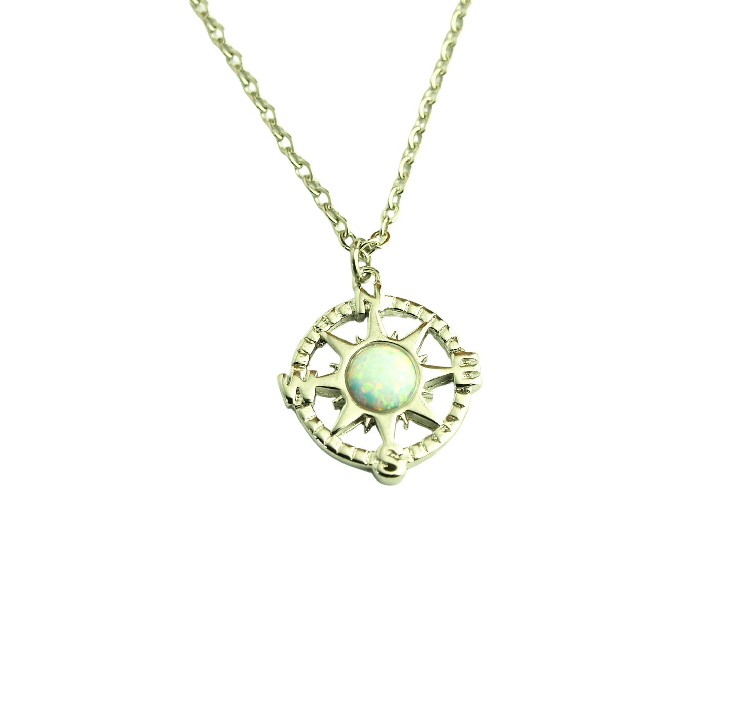 Kette Kompass Edelstahl Anhänger silbern