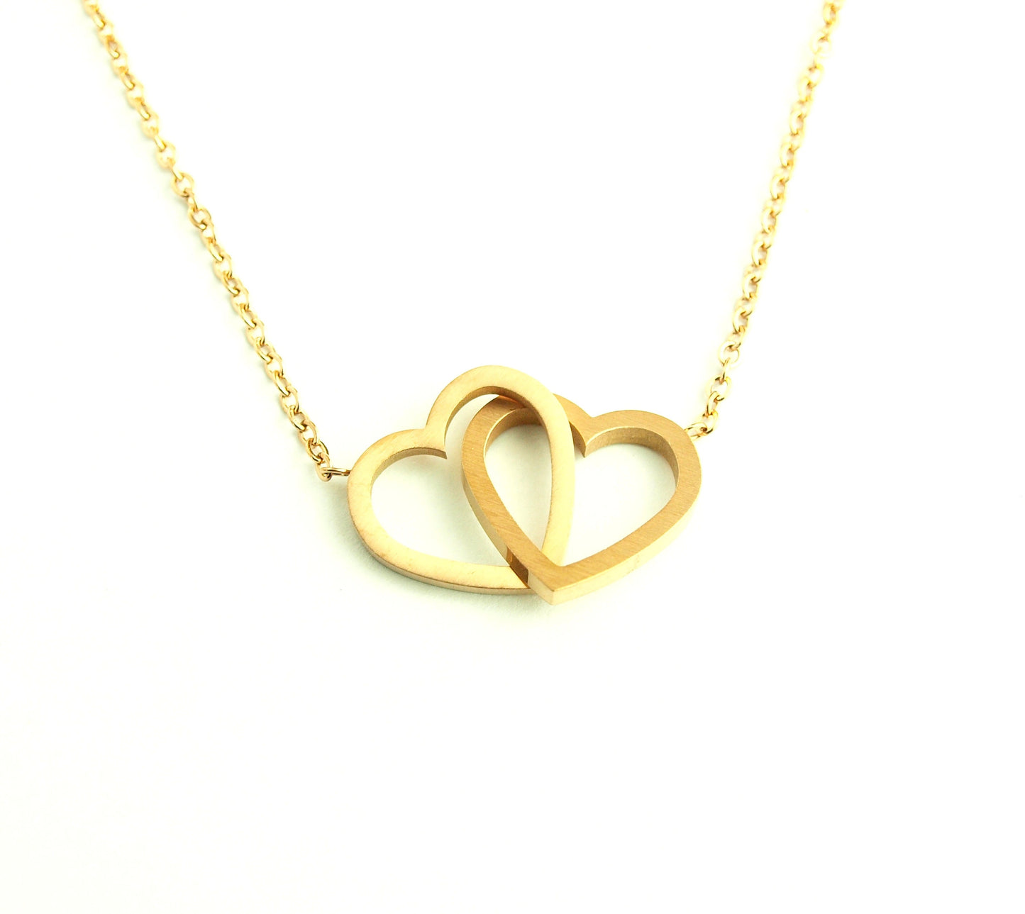 Kette Herzen verbunden Freundschaft Liebe Edelstahl Anhänger rosé golden