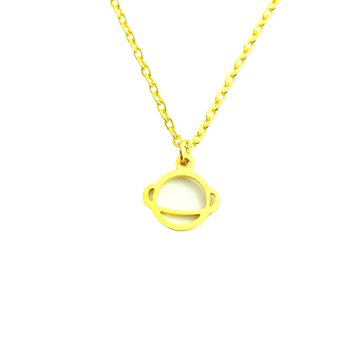 Kette Planeten Planetensystem Himmel Universum Edelstahl Anhänger golden