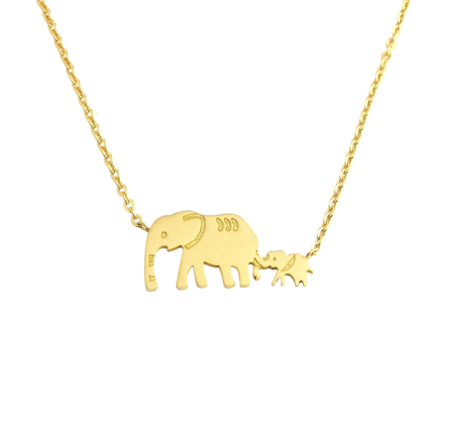 Kette Elefanten Familie Mutter Kind Edelstahl Anhänger rosé golden