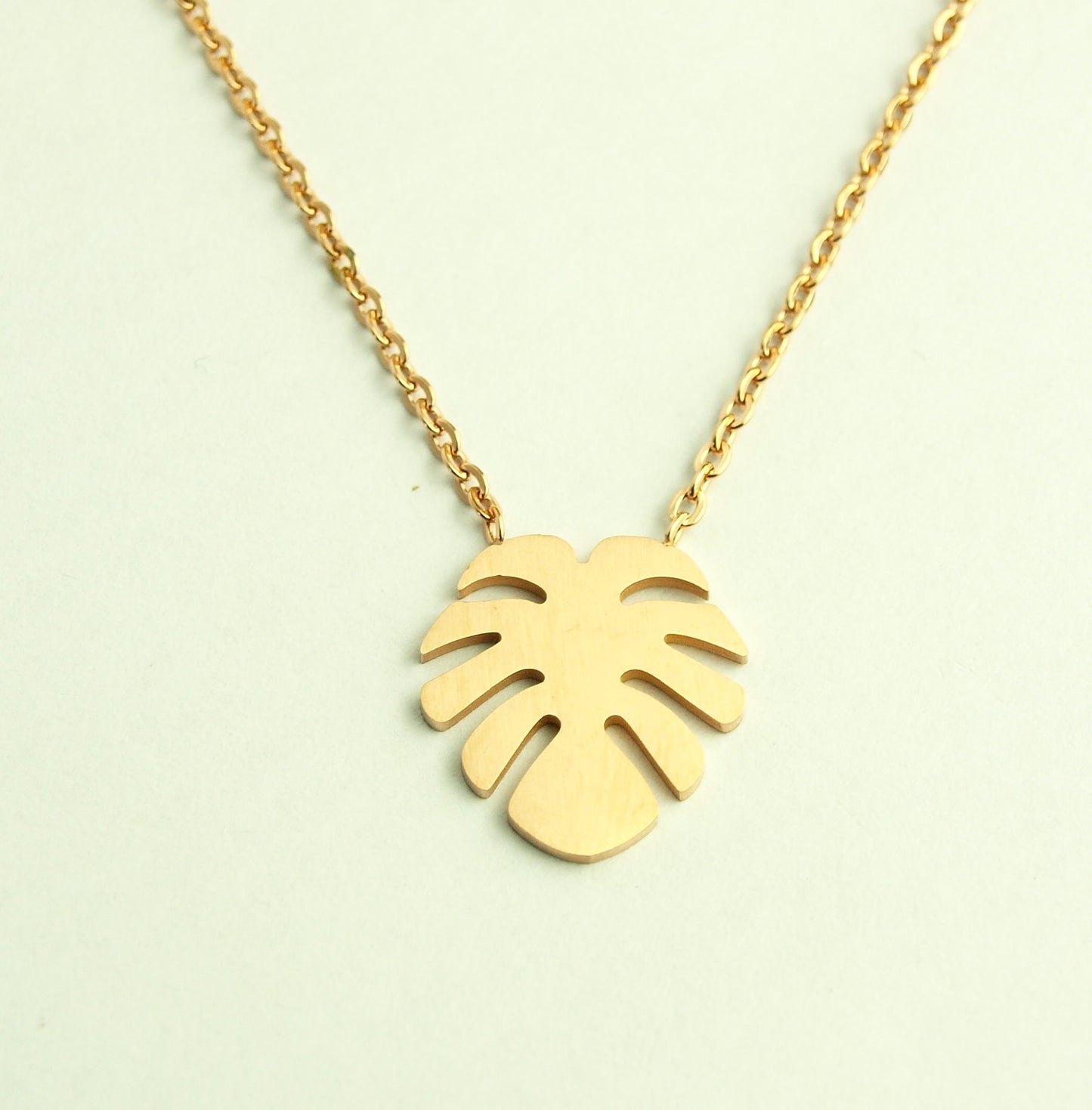 Kette Edelstahl Monstera Palme Blatt Anhänger rosé golden