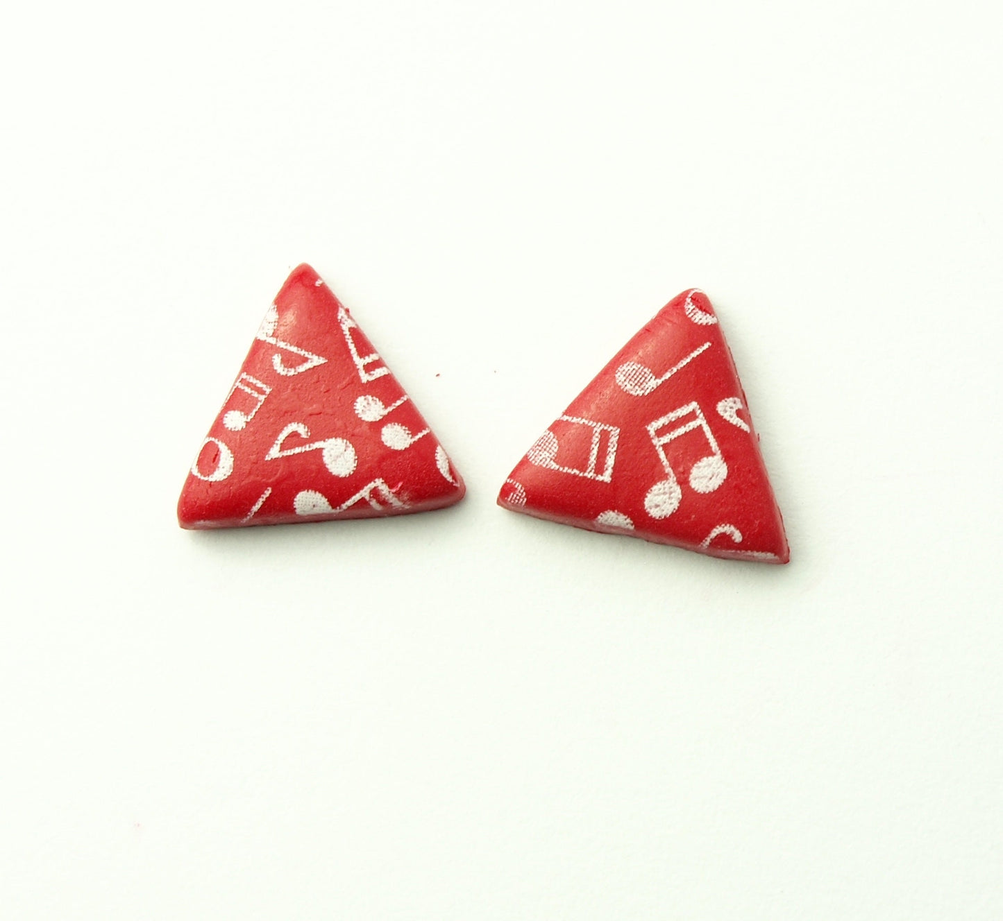 Ohrstecker Noten Musik Muster rot weiß Polymer Clay Fimo Ohrringe Stecker nach Wahl