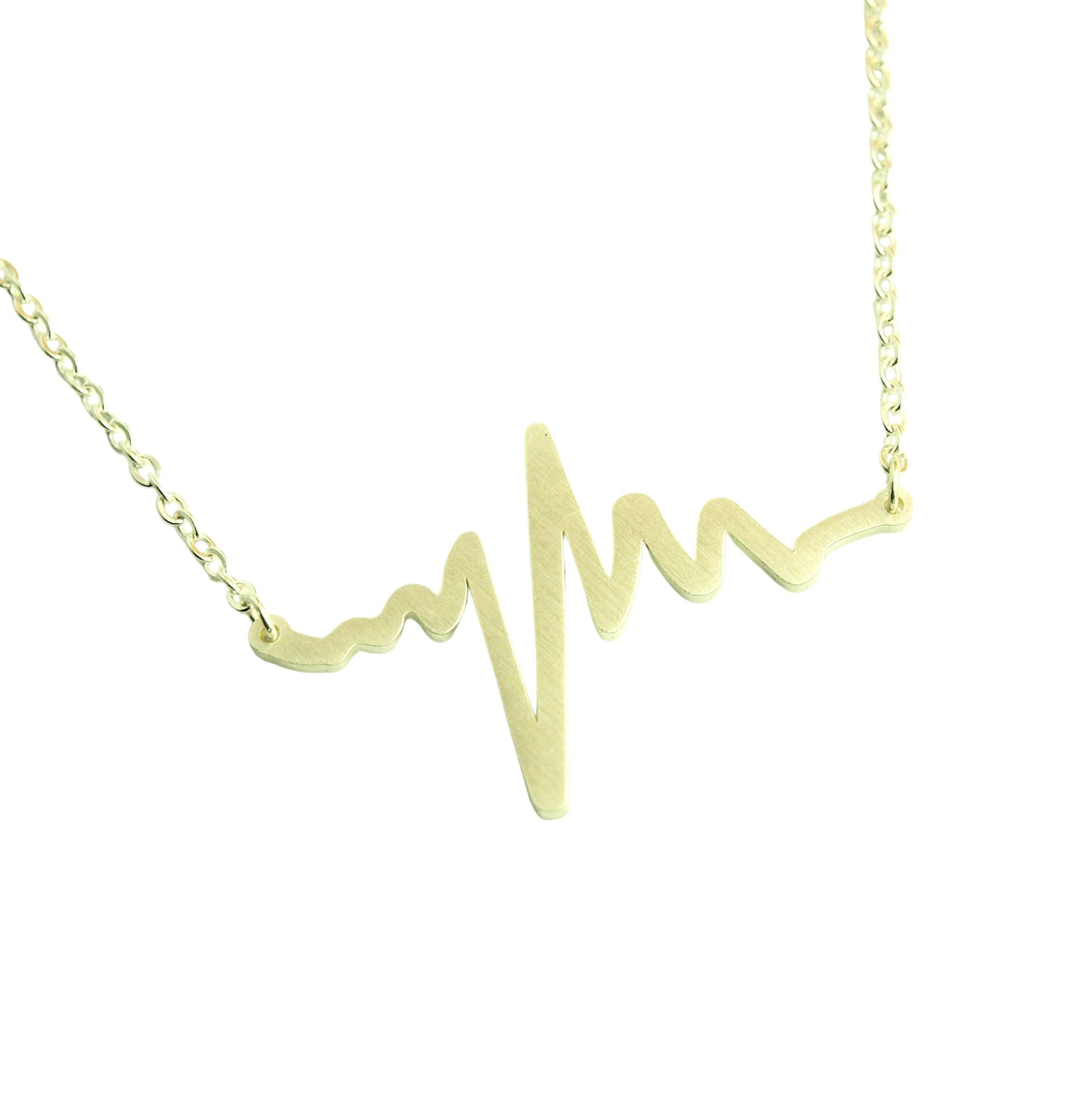 Kette Edelstahl Herzschlag Herz Puls Elektrokardiogramm Anhänger silbern