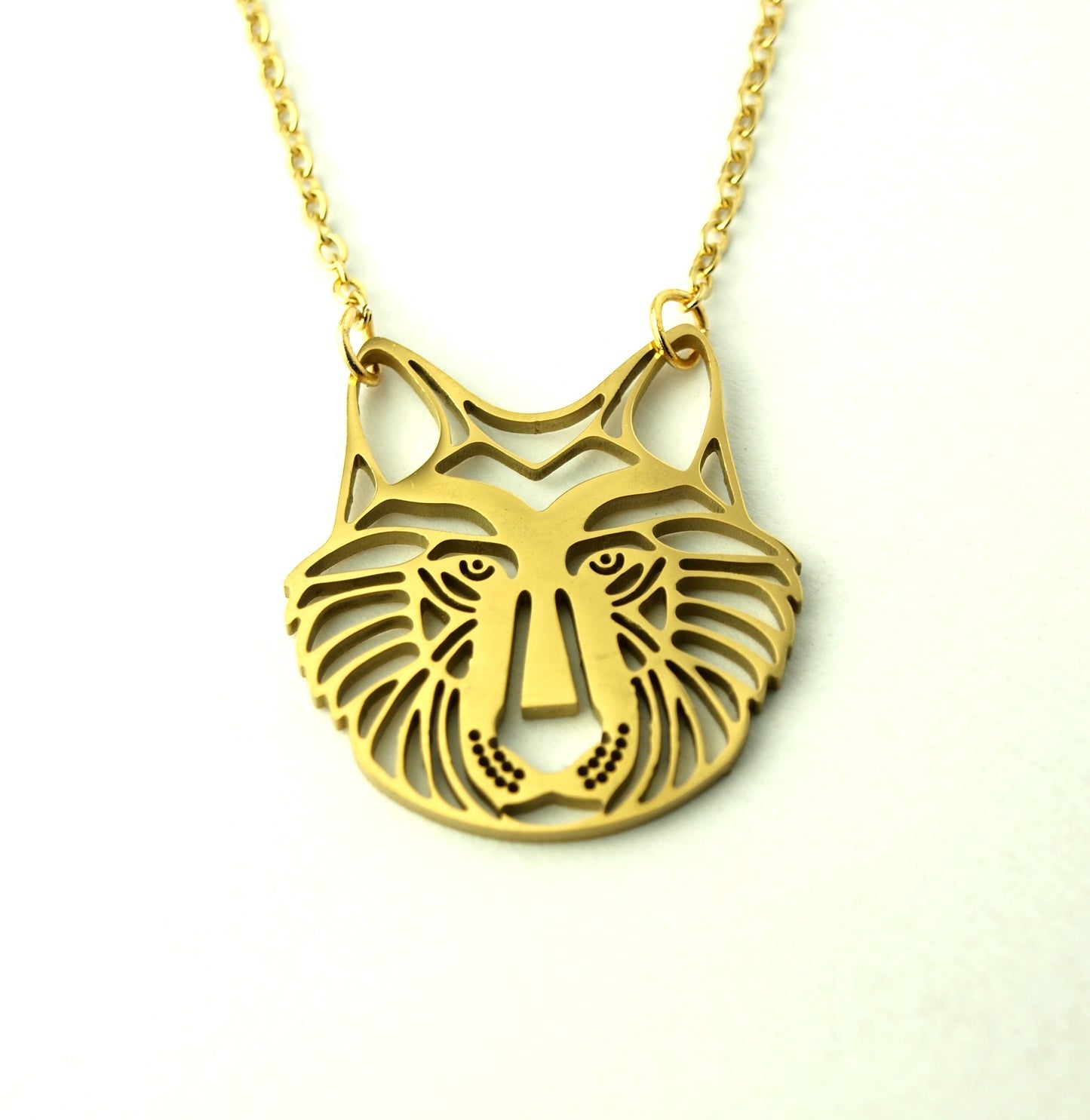 Kette Tiger Großkatze Katze verziert Edelstahl Anhänger golden