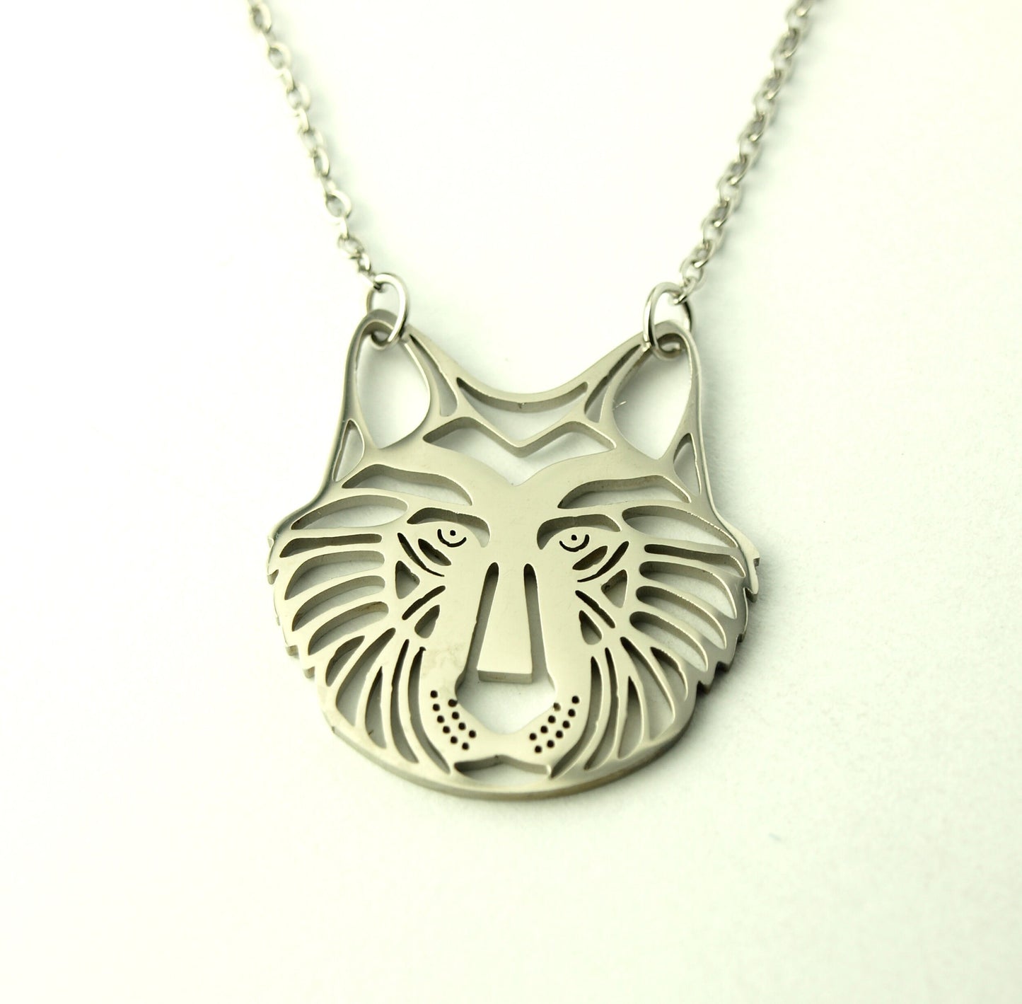 Kette Tiger Großkatze Katze verziert Edelstahl Anhänger silbern