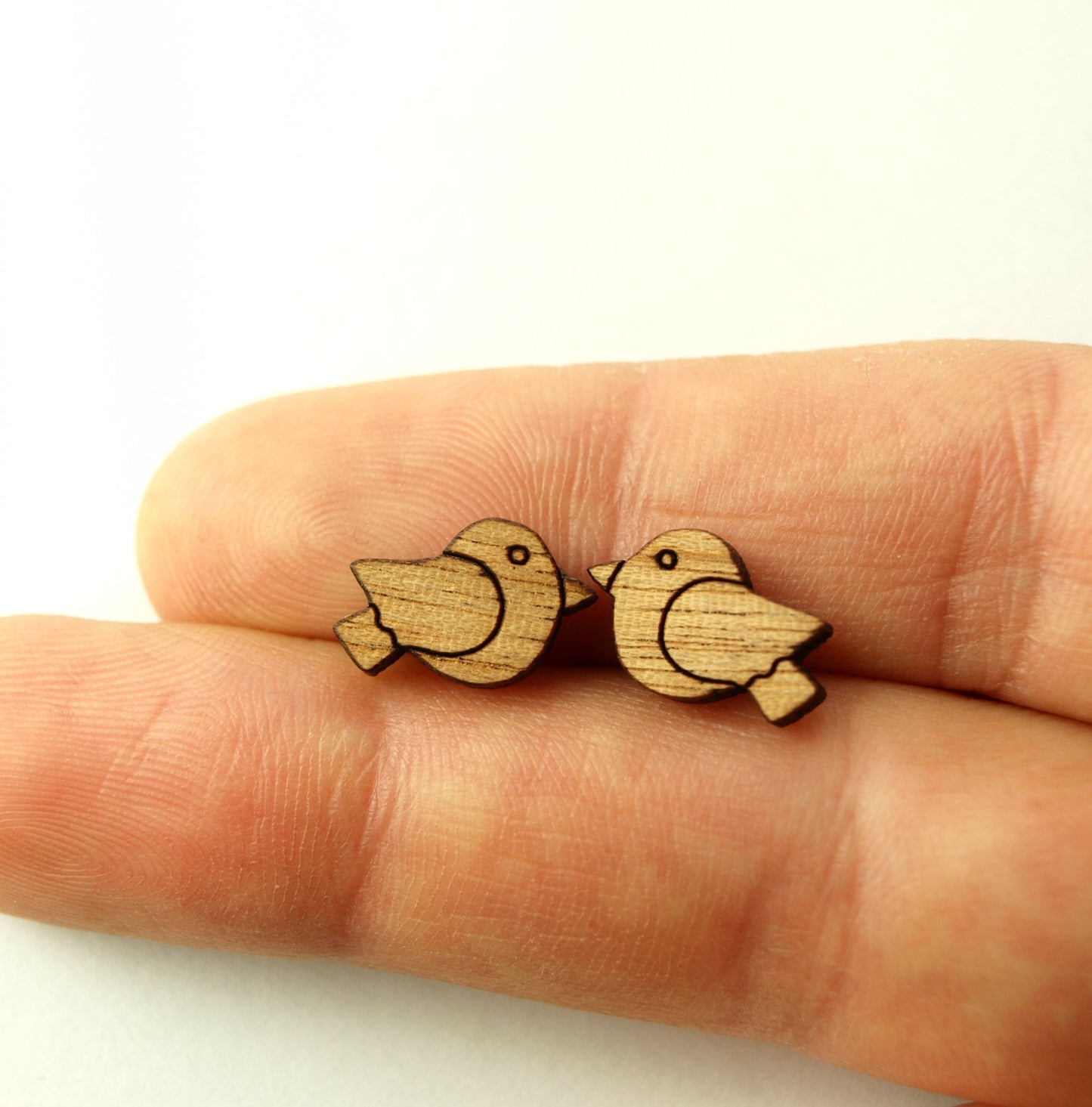 Ohrstecker Vögel Spatz Meise Holz Ohrringe Stecker nach Wahl
