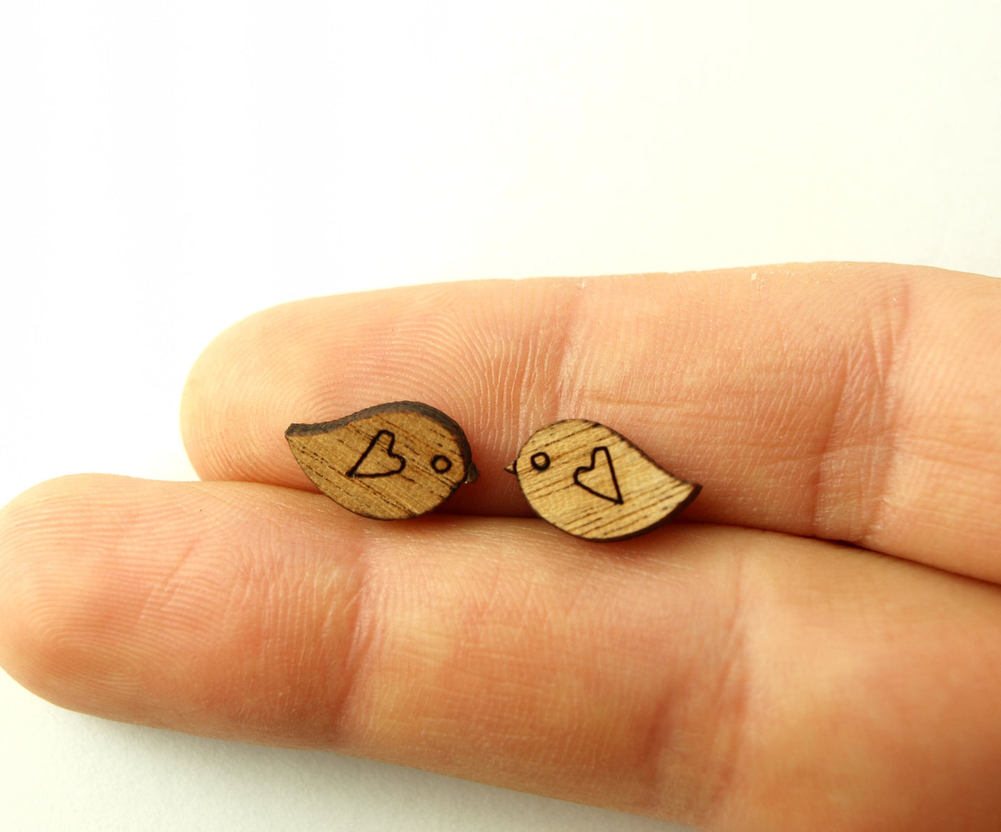Ohrstecker Vögel Spatz Meise Holz Ohrringe Stecker nach Wahl