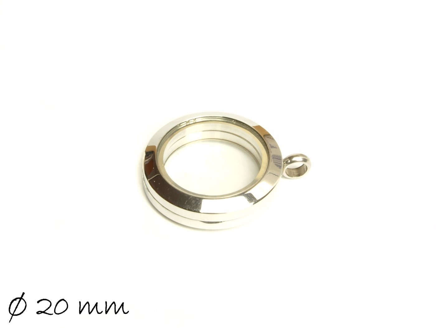 Floating Glas memory locket Klappmedaillon platin 20 mm
