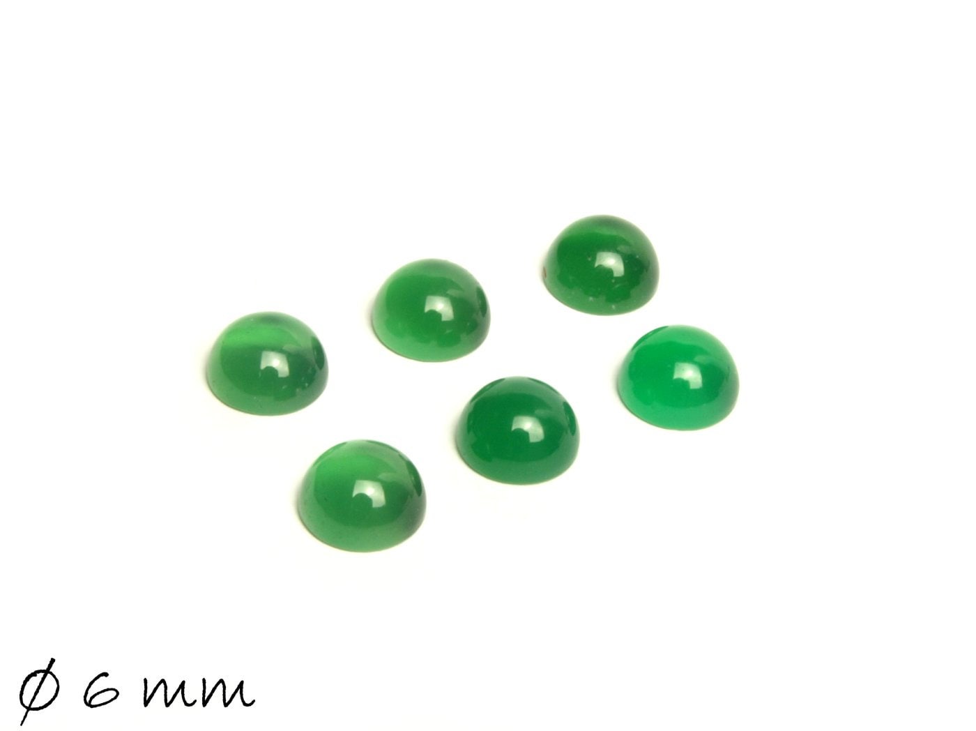 2 Stück Edelstein Cabochons, grüner Achat, 6 mm