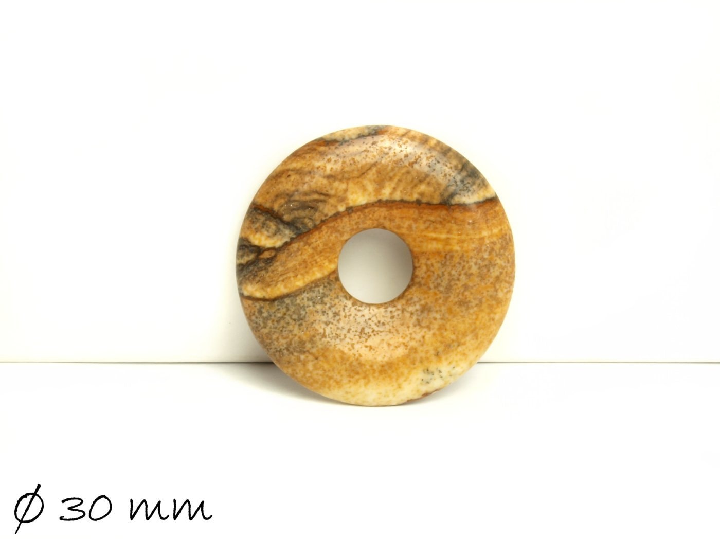 1 Stück Edelstein Donut Anhänger, Picture Jasper Ø 30 mm