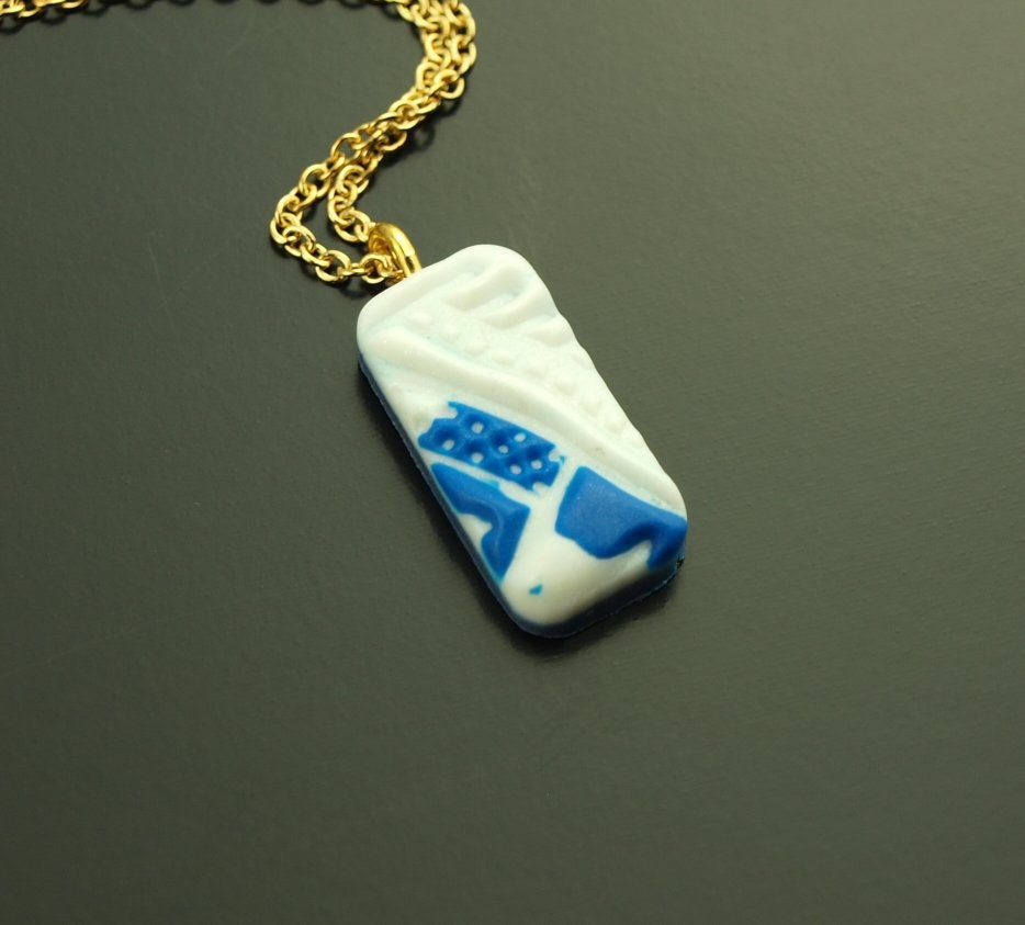 Surferkette Anhänger blau weiß grün Muster Mandala Polymer Clay Kette Leder nach Wahl