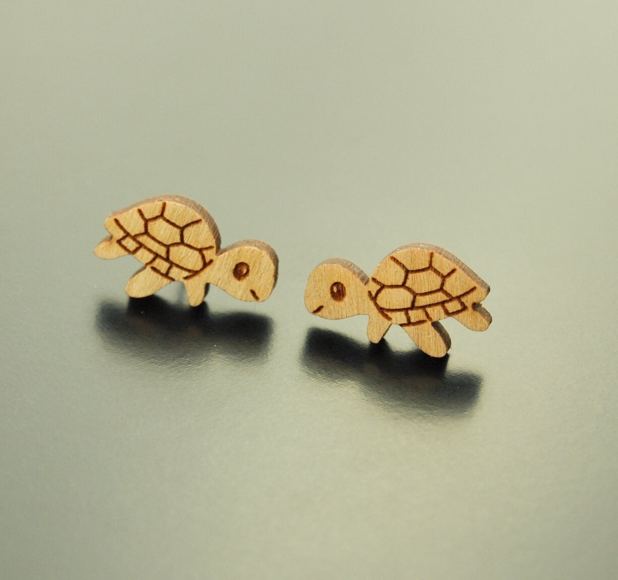 Ohrstecker Schildkröte Holz Ohrringe Meer Wasser Strand