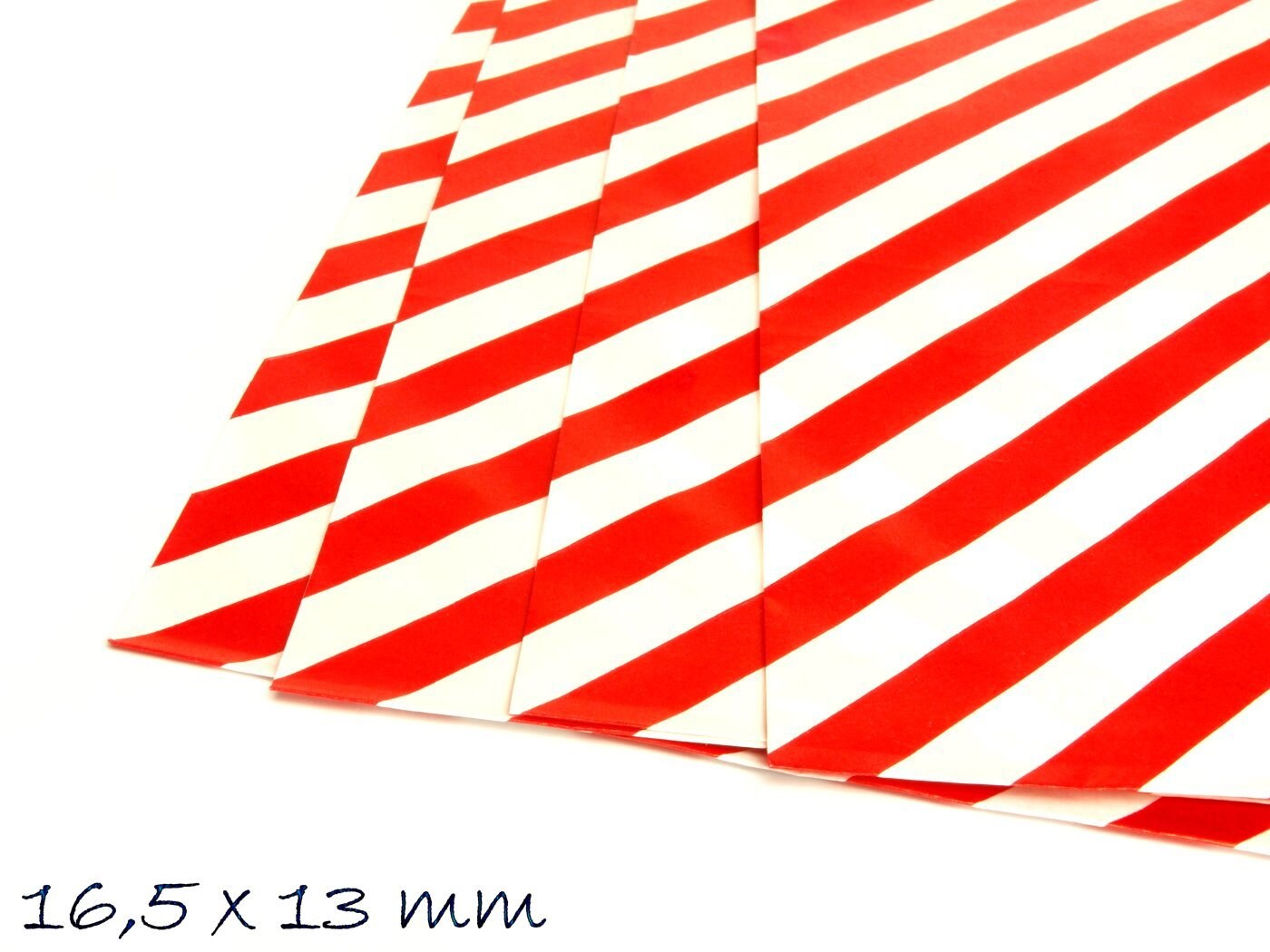 10 Papiertüten rot weiß Streifen 13 x 16,5 cm