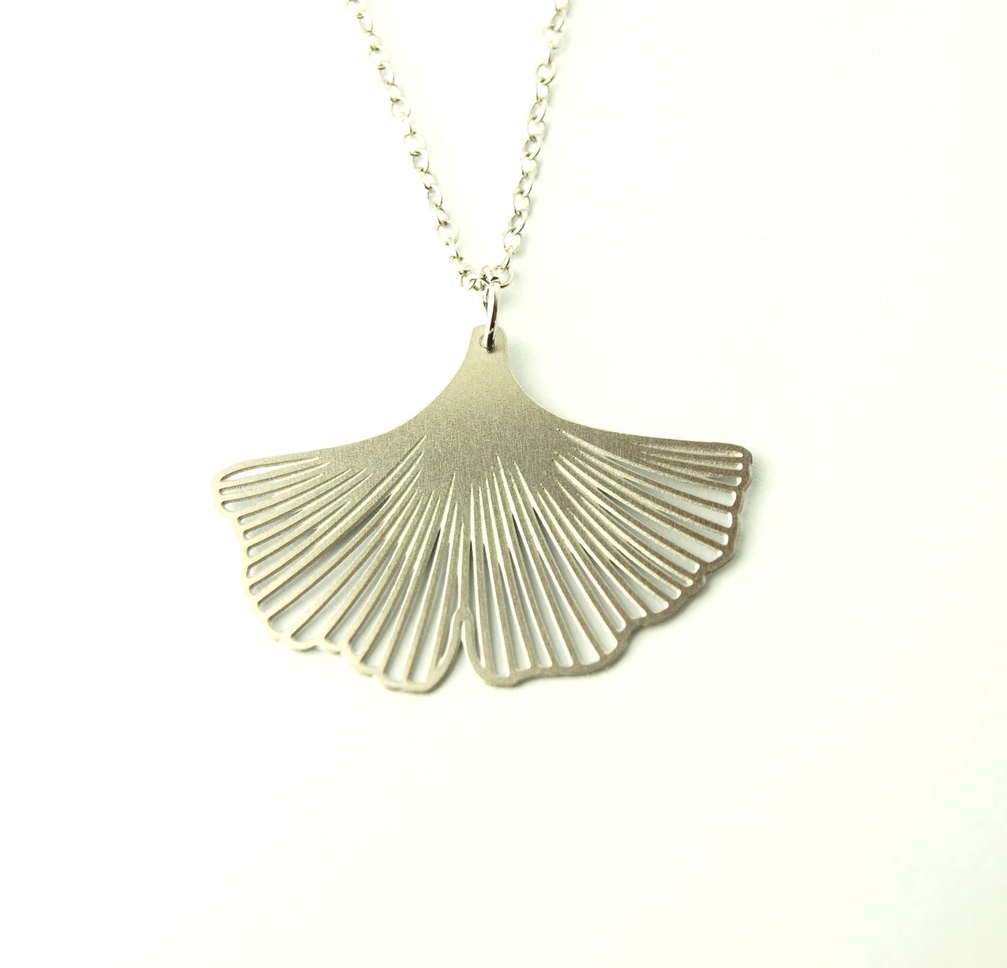 Kette Ginkgo Blatt Edelstahl Anhänger silbern