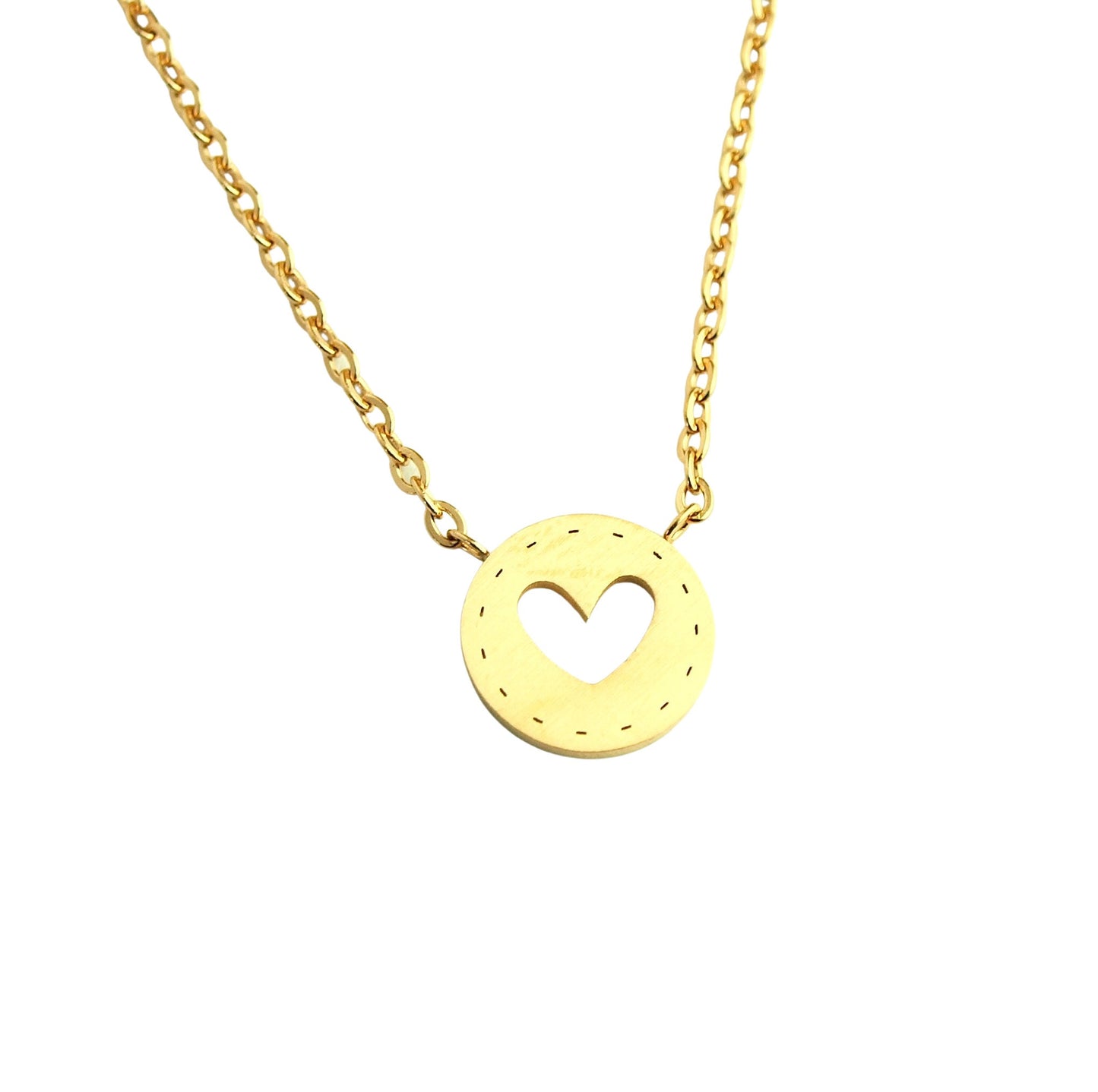 Kette Herz Kreis rund Naht Edelstahl Anhänger rosé golden