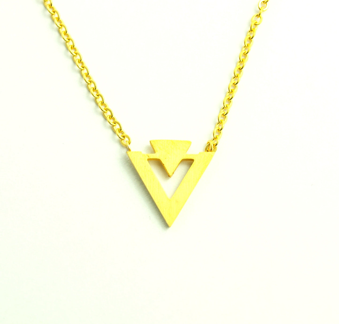 Kette Edelstahl Dreiecke Muster Anhänger geometrisch golden