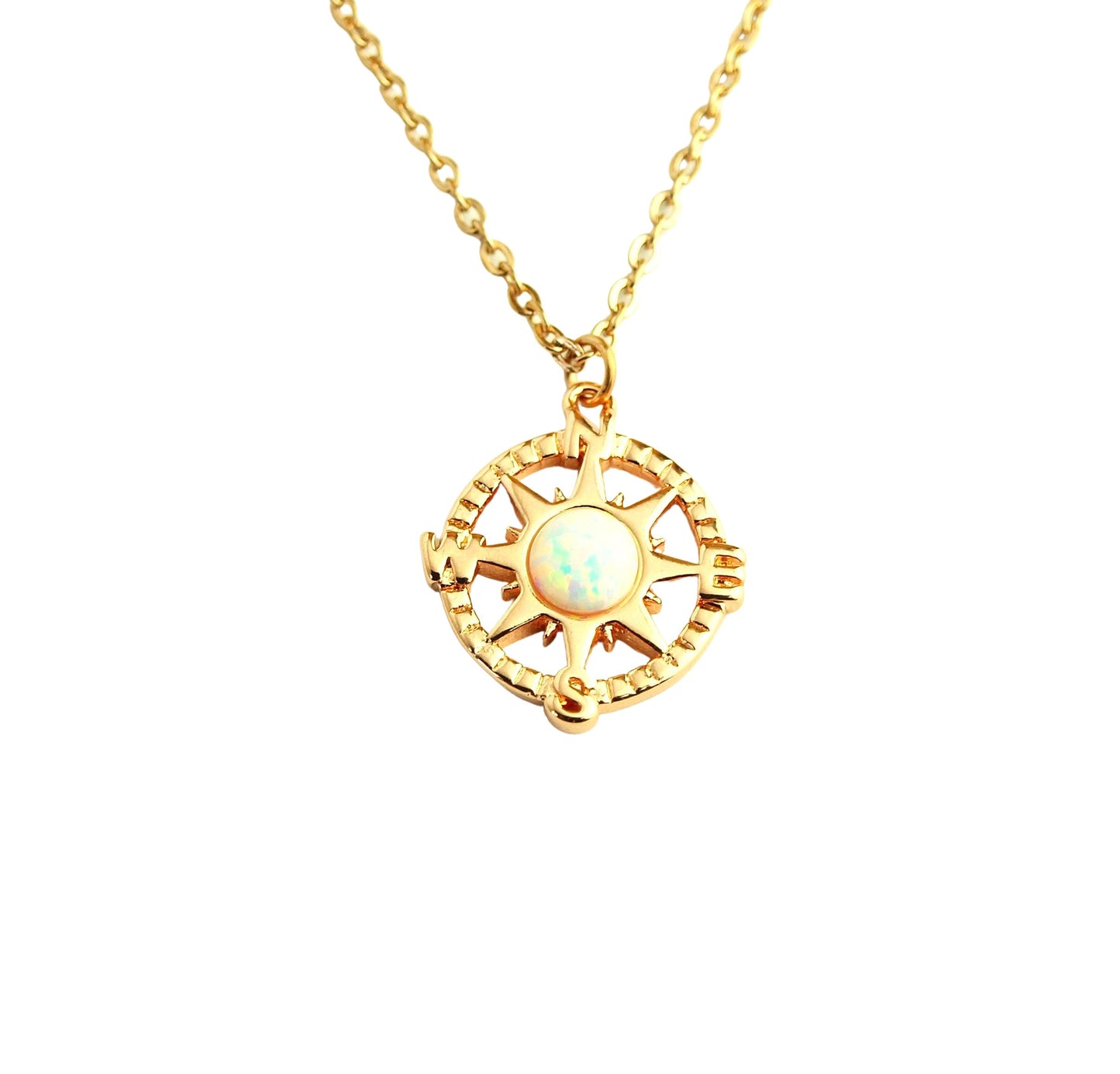 Kette Kompass Edelstahl Anhänger rosé golden