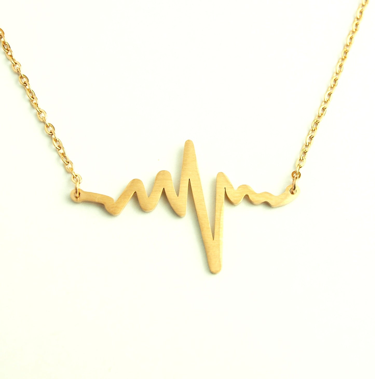 Kette Edelstahl Herzschlag Herz Puls Elektrokardiogramm Anhänger rosé golden