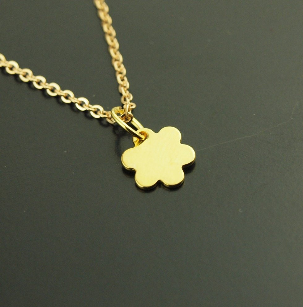 Kette Blume Anhänger Edelstahl golden Blüte