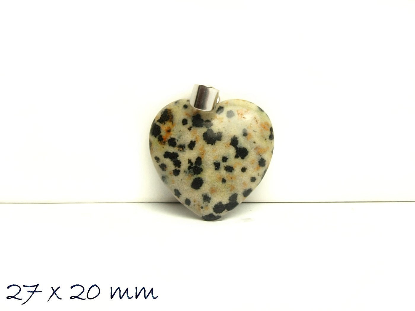1 Stück Herz Anhänger Dalmatiner Jasper 27 x 20 mm
