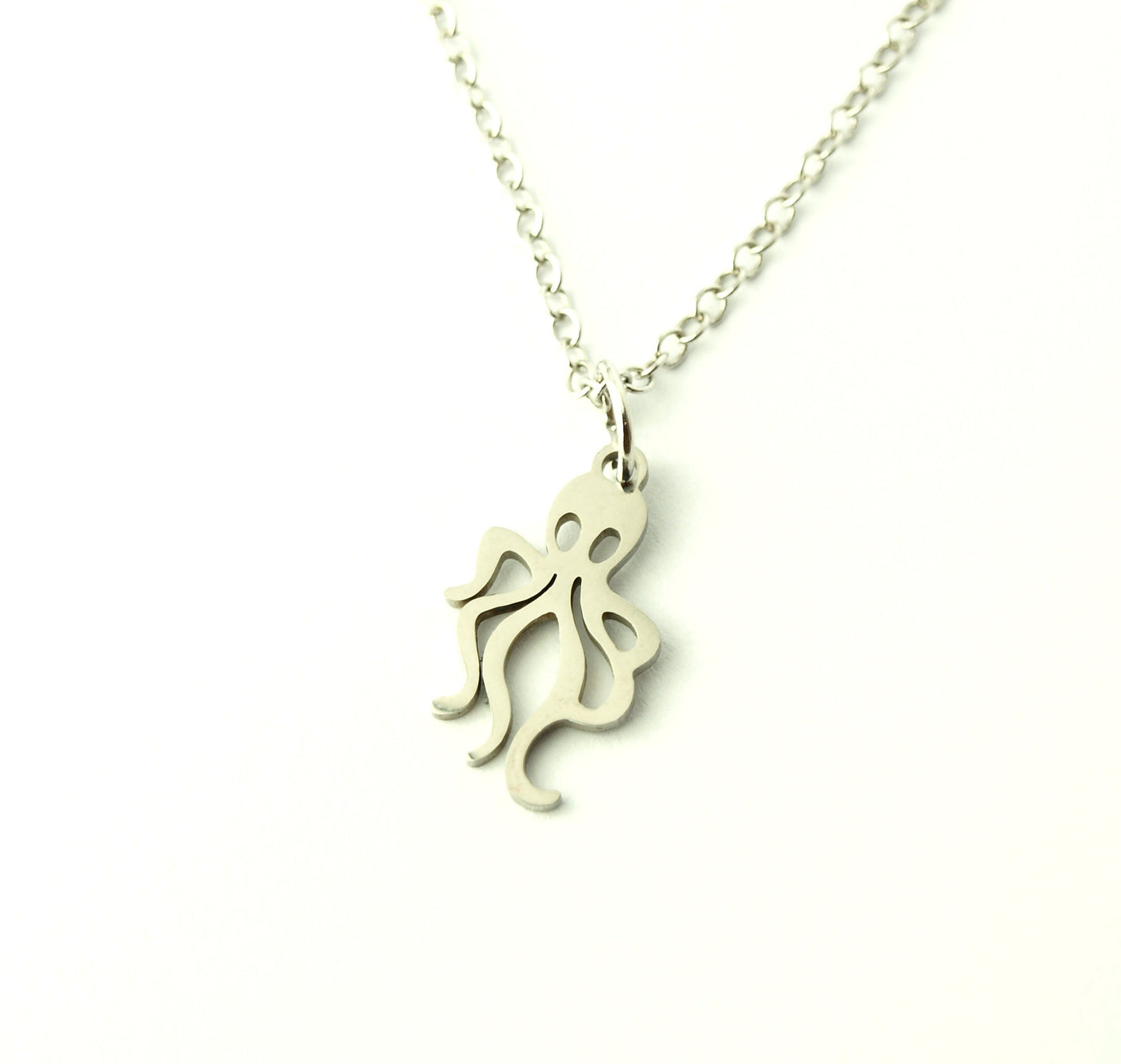 Kette Edelstahl Krake Oktopus Tintenfisch Anhänger silbern