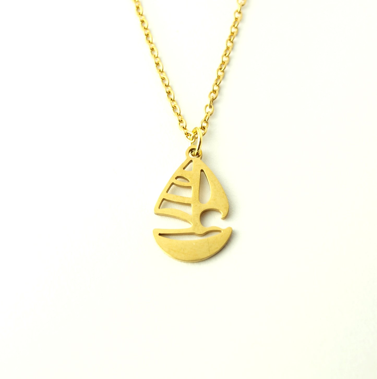 Kette Boot Segelboot Wasser Meer Strand Edelstahl Anhänger golden