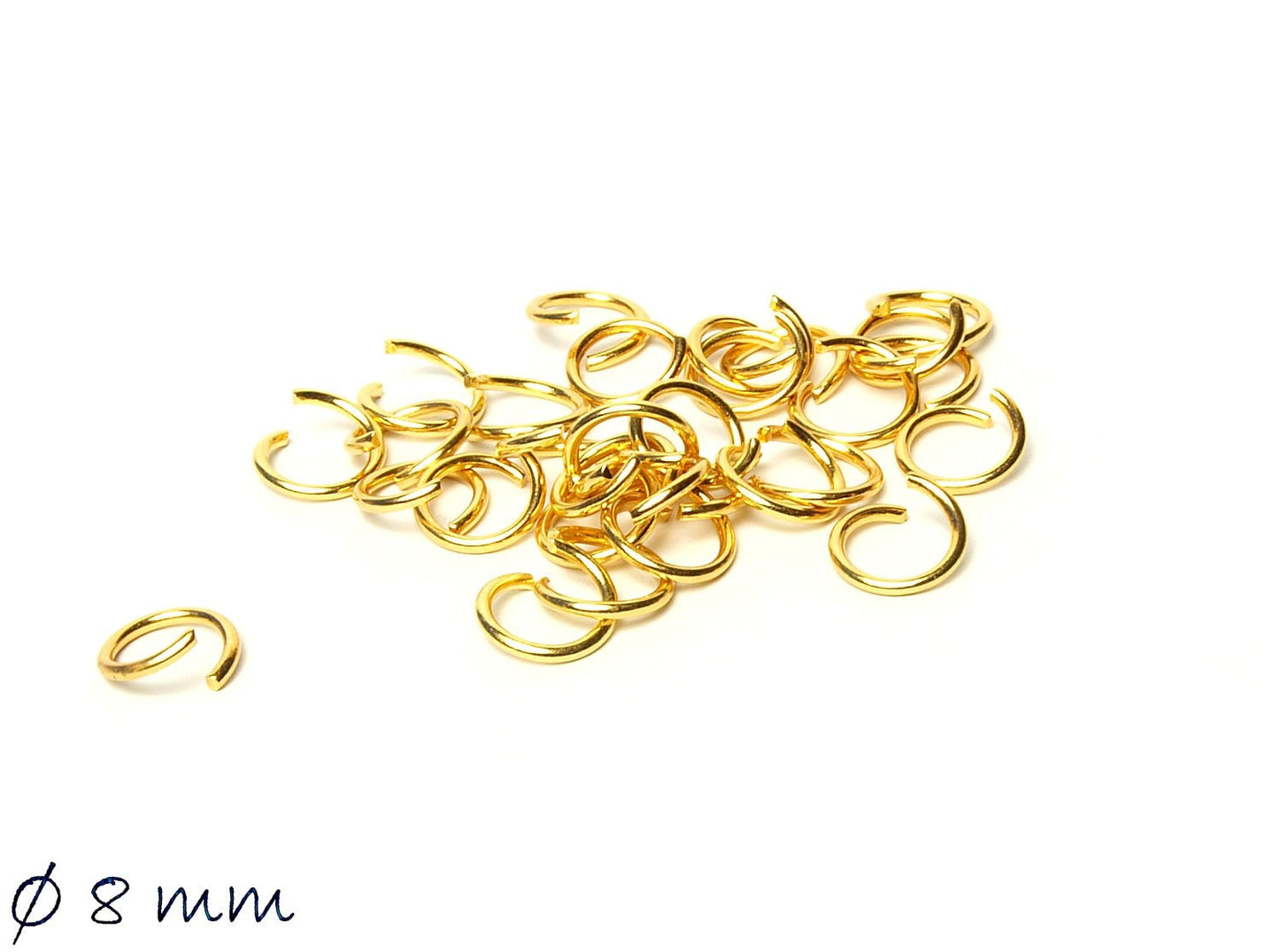 50 Stück Biegeringe (Spaltringe), Edelstahl - gold, Ø 8 mm