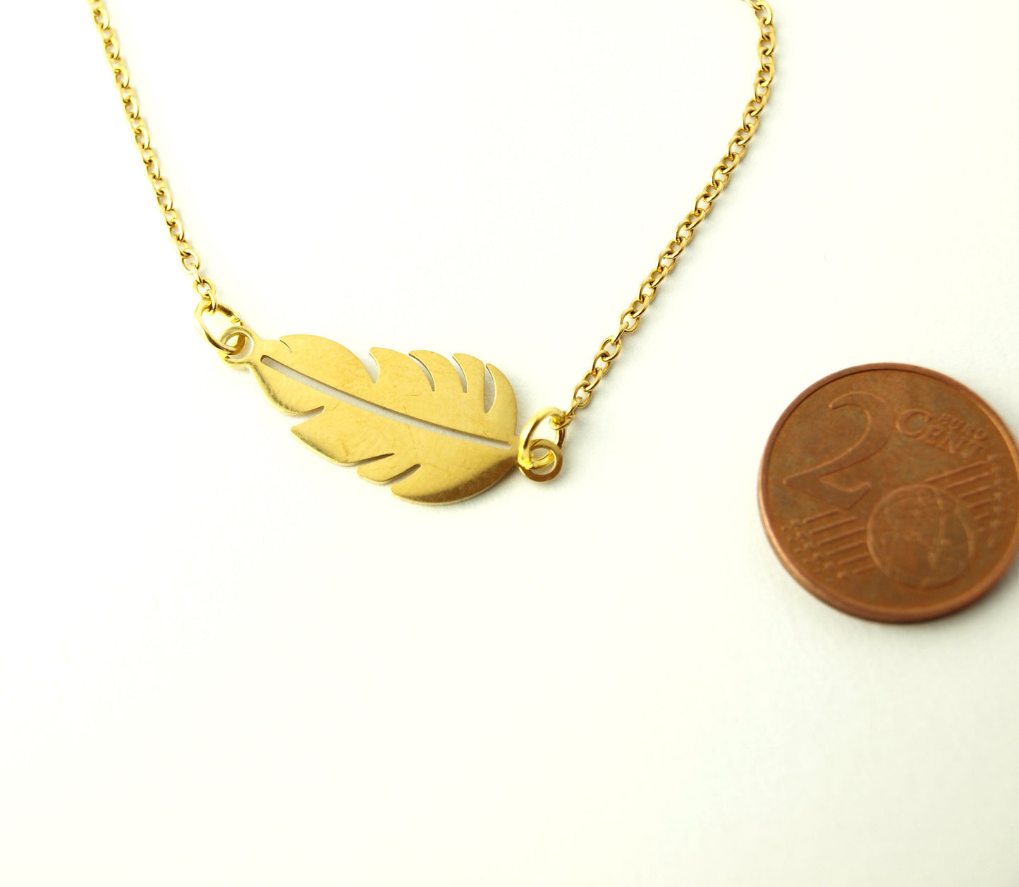 Kette Edelstahl Feder Anhänger Vogel Flügel Engel golden