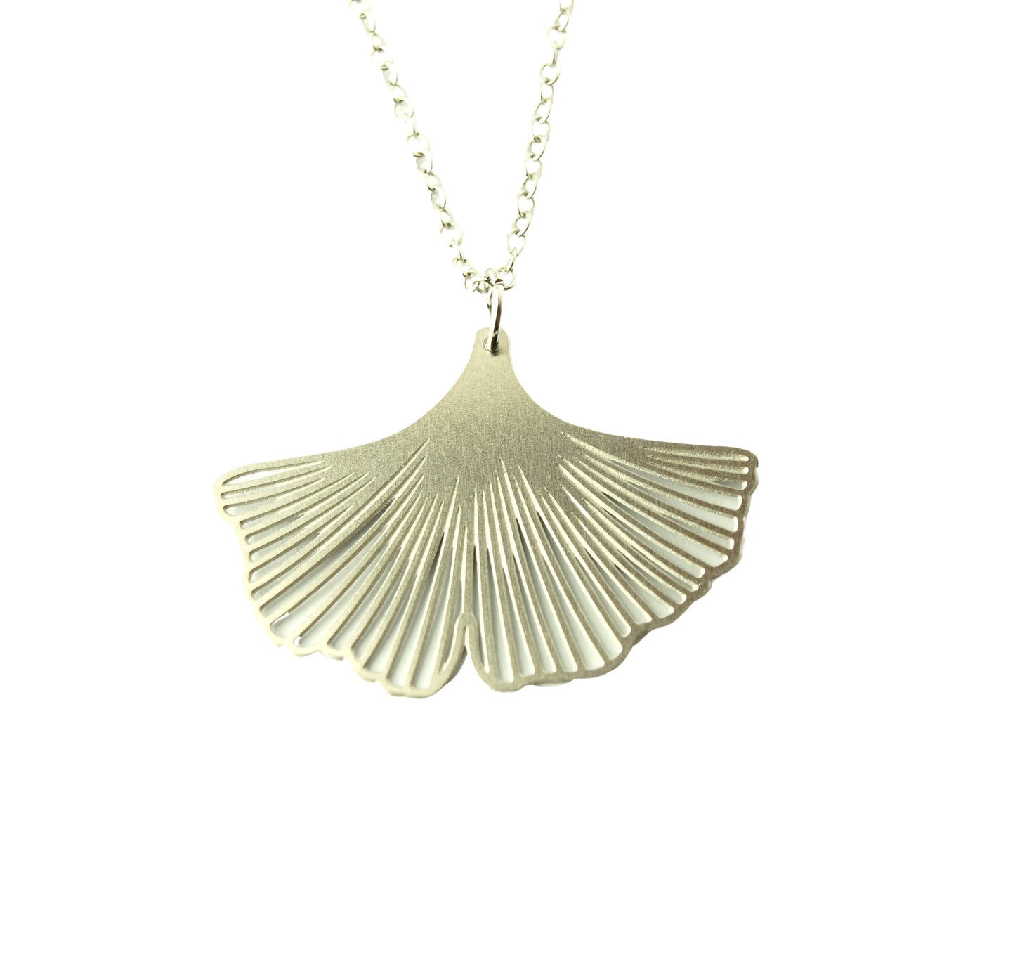 Kette Ginkgo Blatt Edelstahl Anhänger silbern