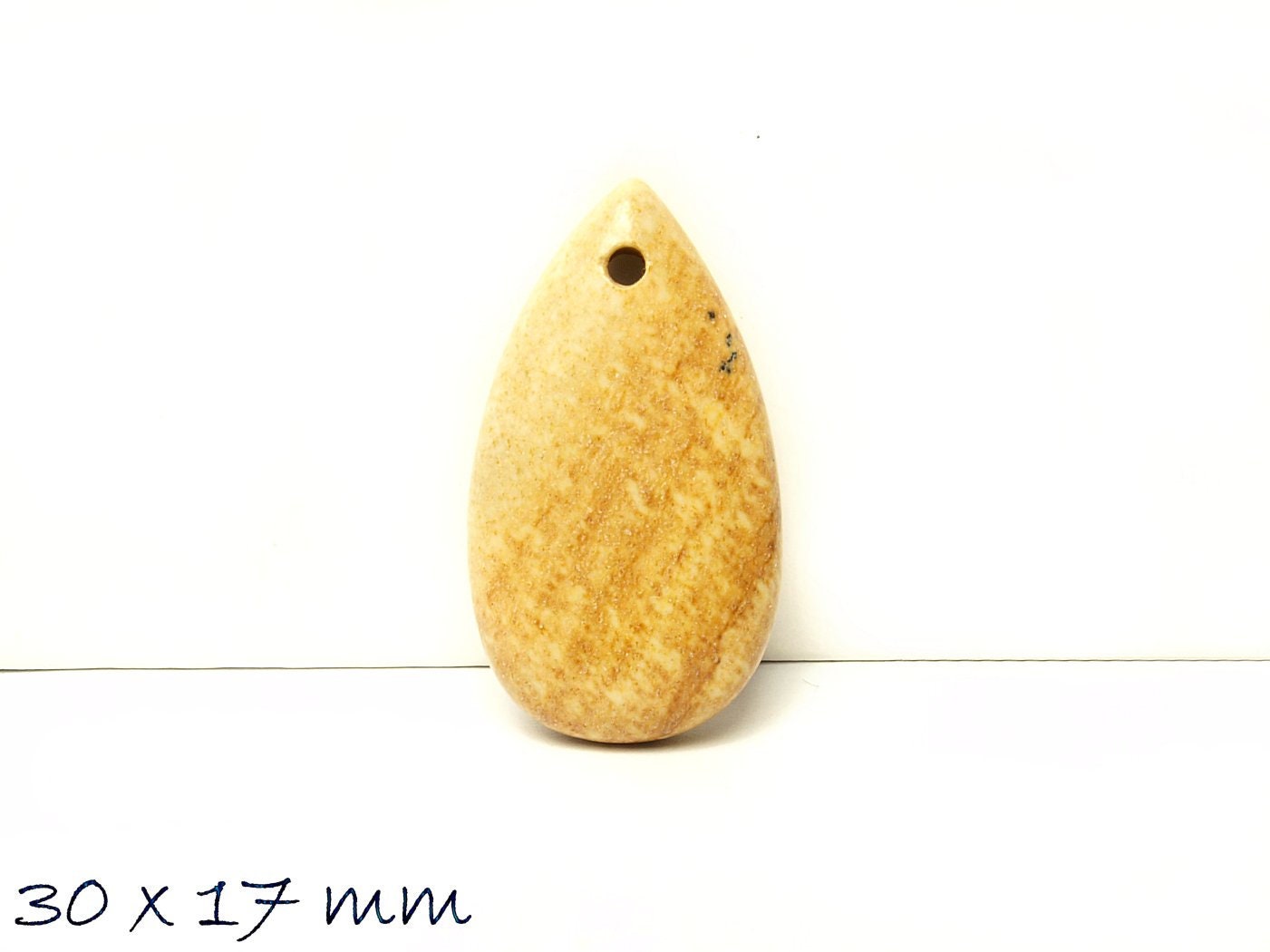 1 Stück Tropfen Anhänger Gelber Jasper, 30 x 17 mm