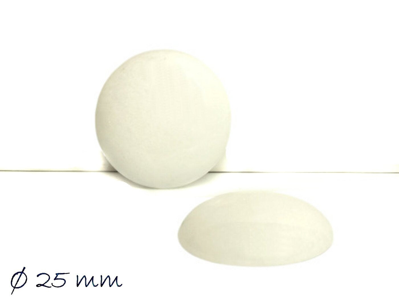 1 Stück Edelstein Cabochon, Jade, weiß, Ø 25 mm