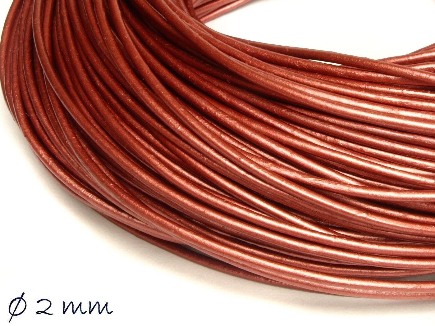 0,70EUR/m - 5 m Lederband, Ziegelrot, kupfer, Ø 2 mm