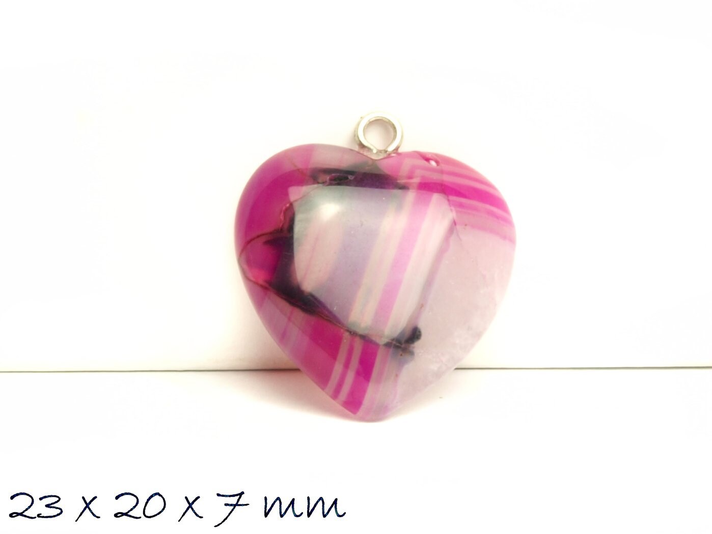 1 Stück Herz Anhänger Drachenader Achat 23 x 20 x 7 mm, pink