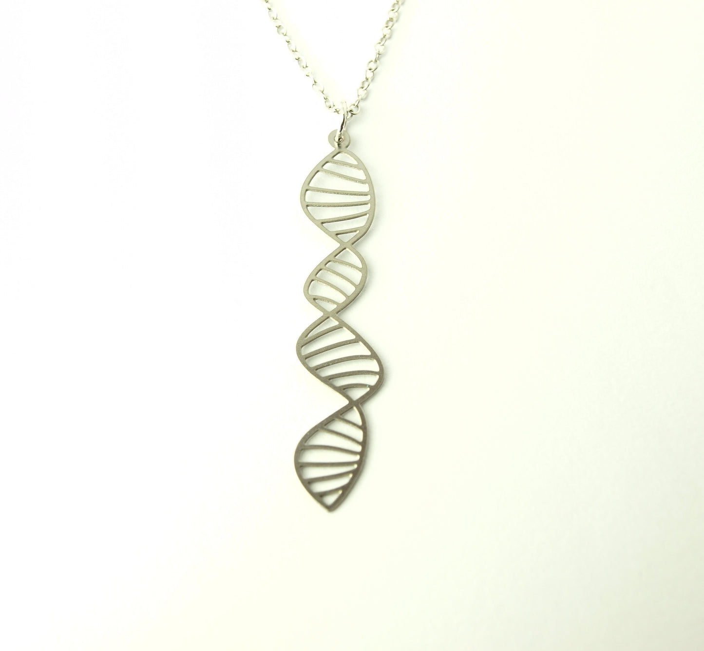 Kette DNA Strang Molekül Biologie Chemie Edelstahl Anhänger silbern