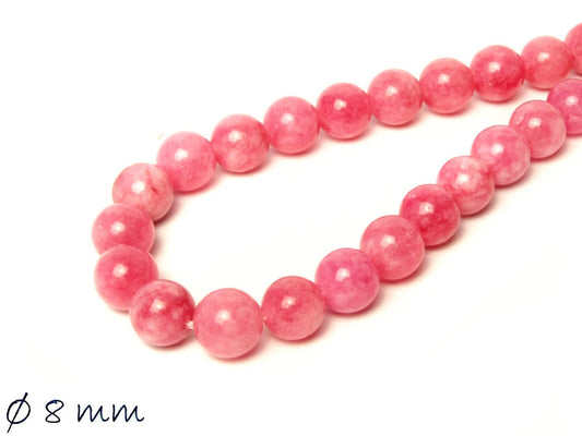 10 Stück Edelstein Perlen, Chalcedon, rosa, Ø 8 mm