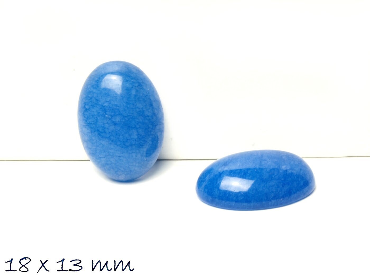 2 Stück Edelstein Cabochons, Jade, 18 x 13 mm, blau