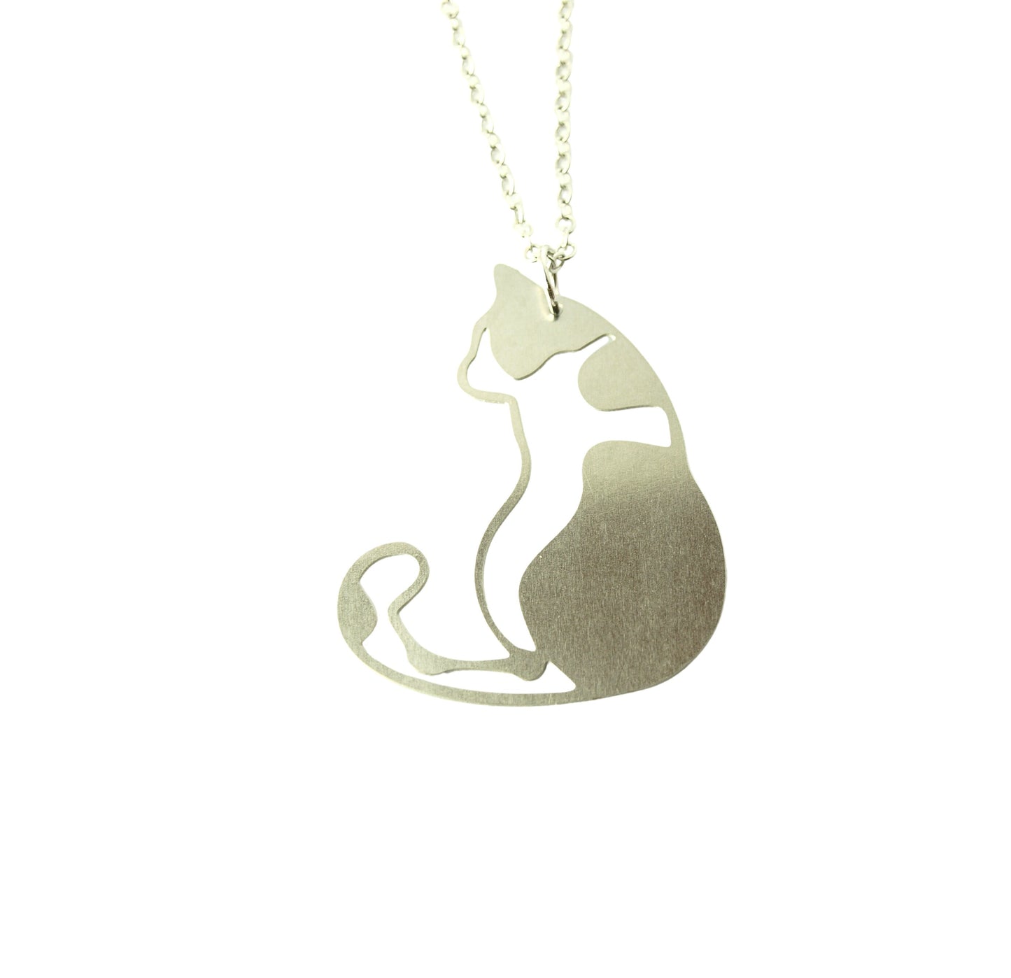 Kette Katze Edelstahl Anhänger silbern