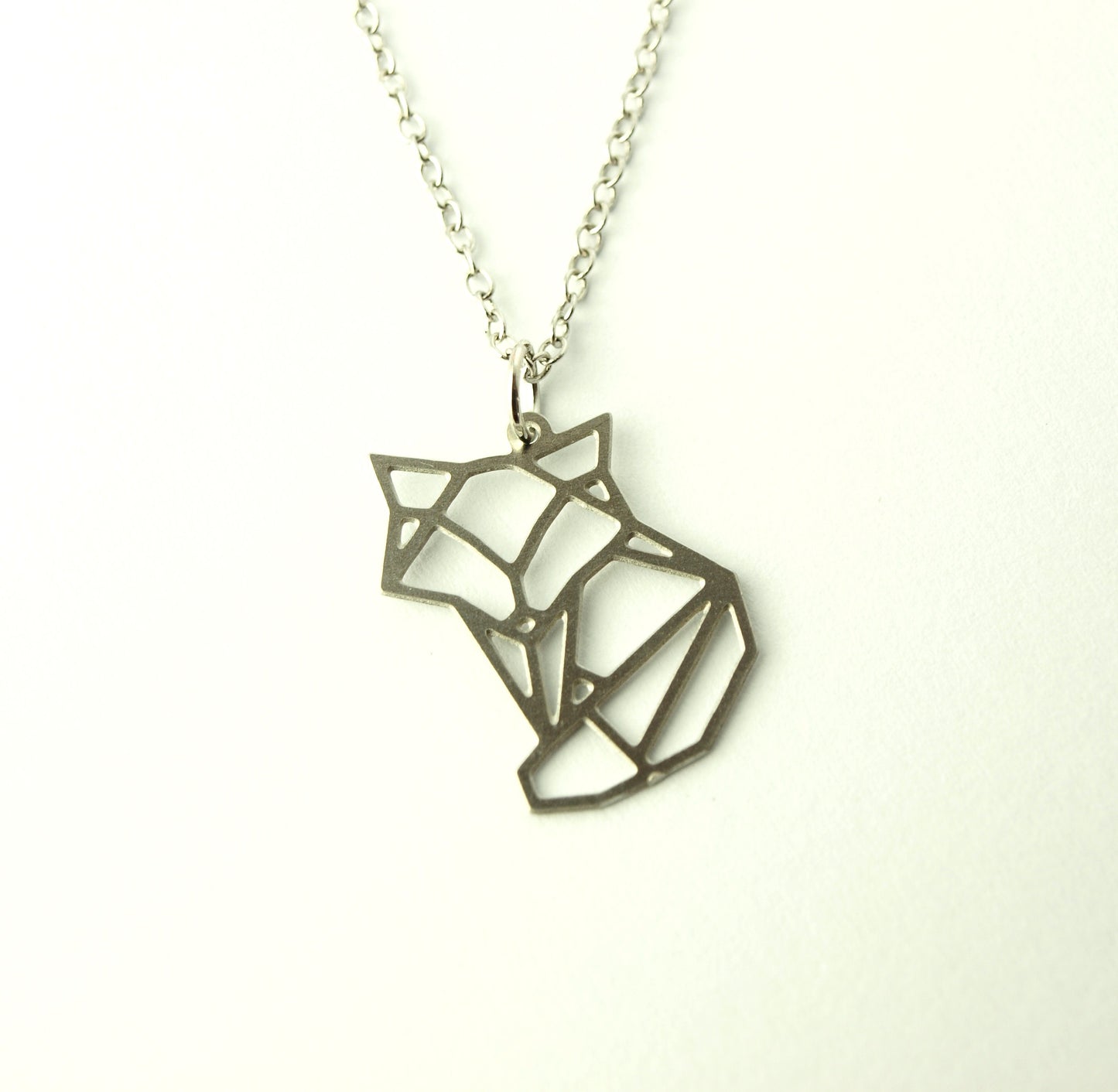 Kette Fuchs geometrisch verziert Edelstahl Anhänger silbern