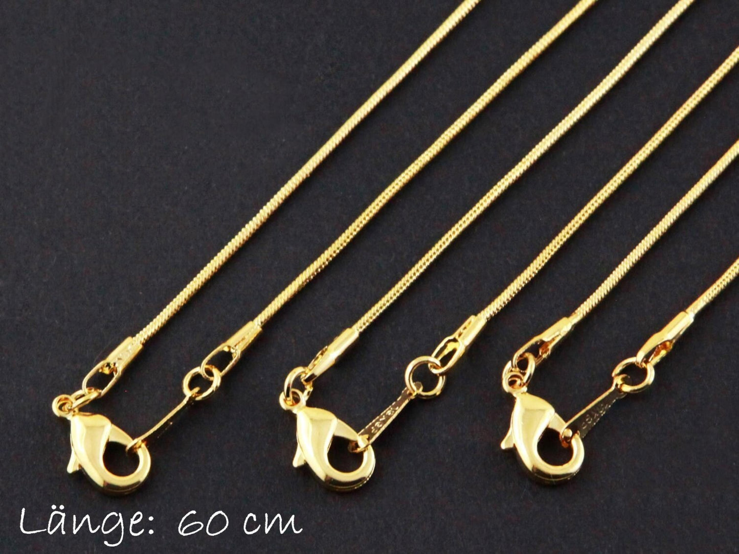 Fertige Schlangenkette , 60 cm, gold, Ø 1 mm