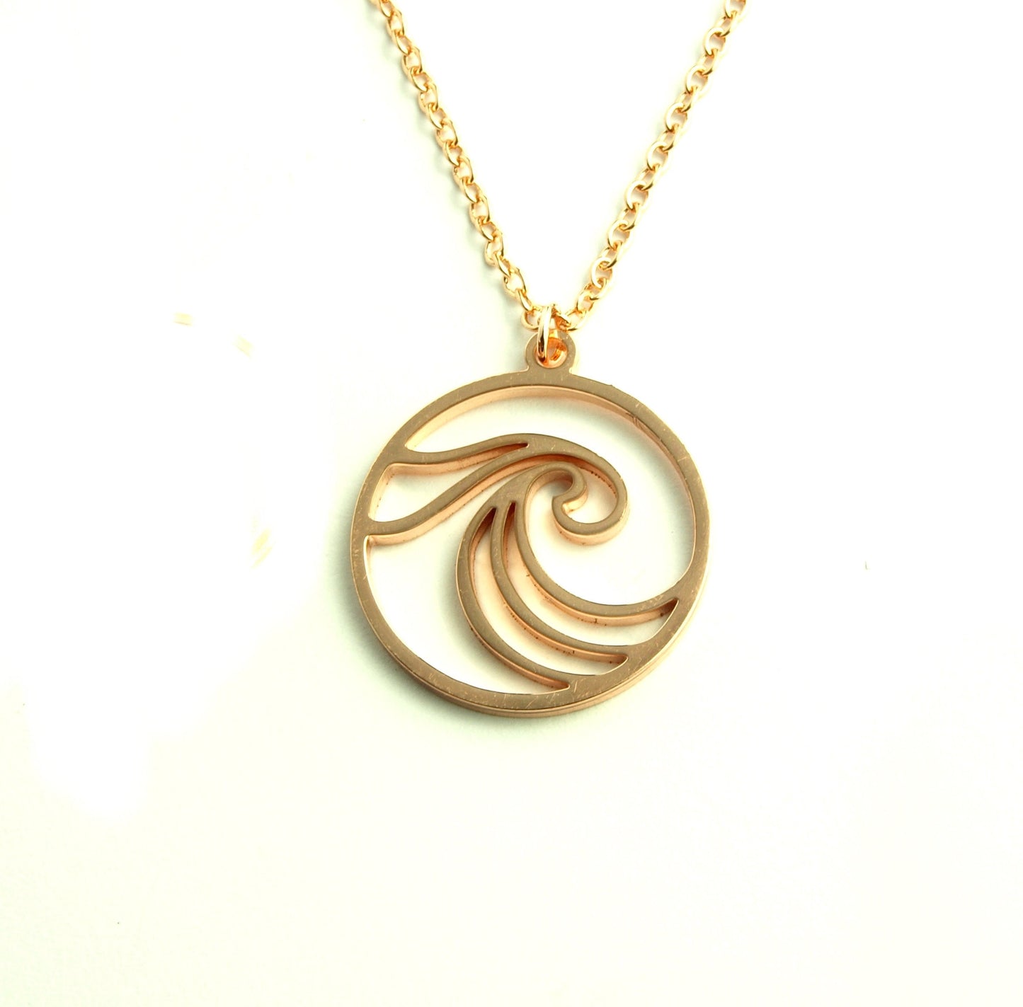 Kette Welle Wasser Anhänger rund rosé golden