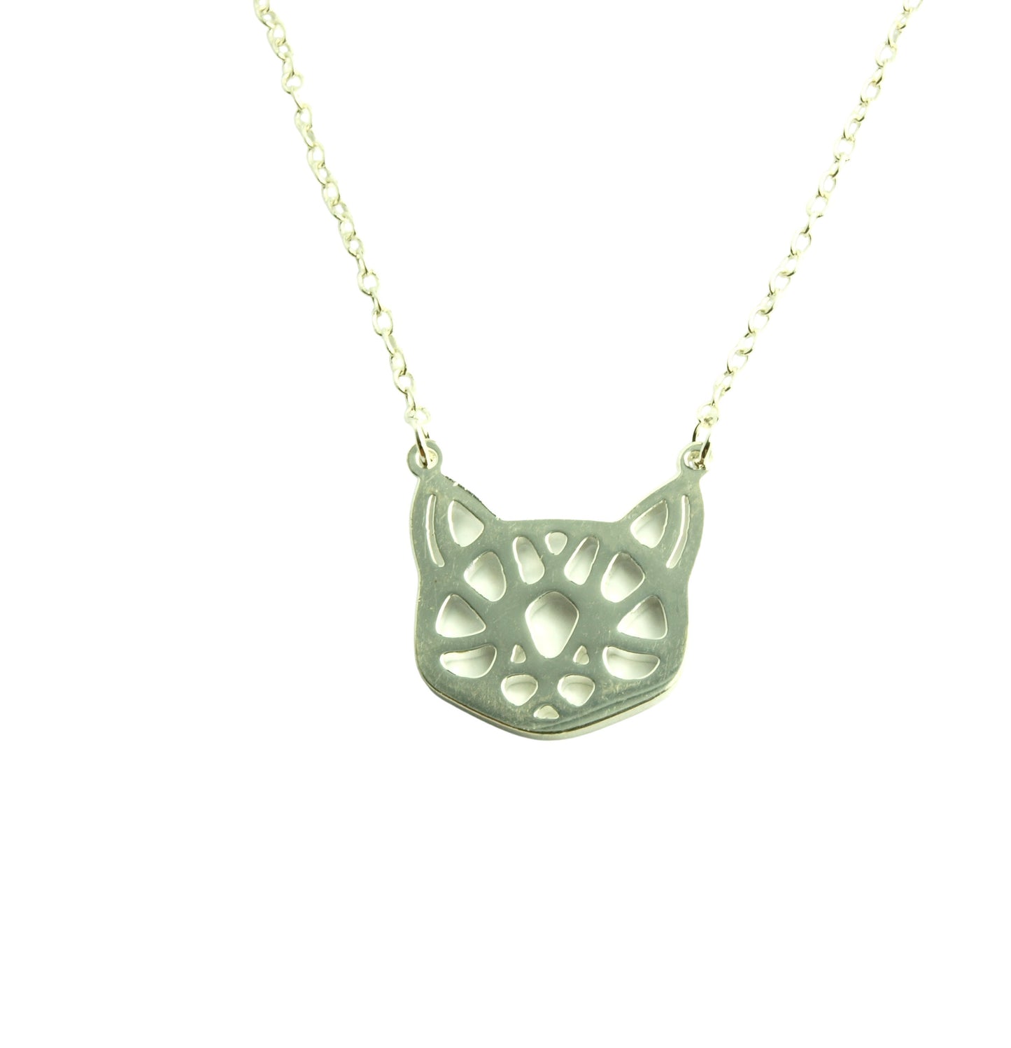 Kette Katze Anhänger silbern geometrisch