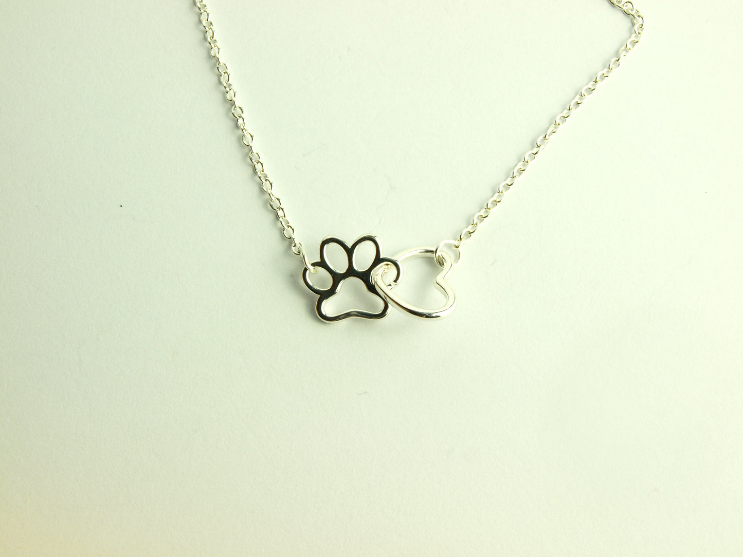 Kette Pfote Abdruck mit Herz silbern Hund Katze Wolf Tatze