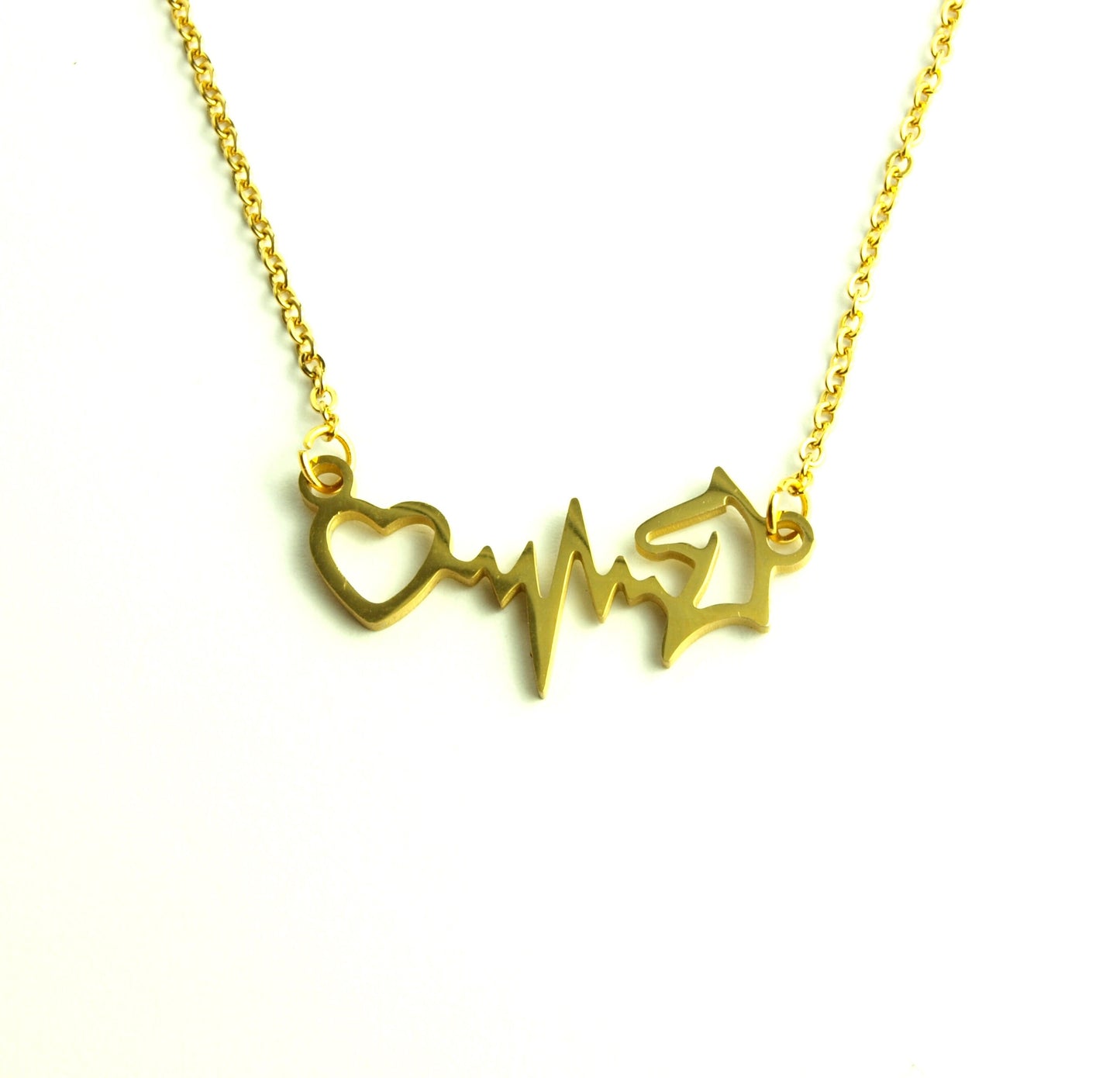 Kette Herzschlag Puls Herz Pferd Anhänger golden