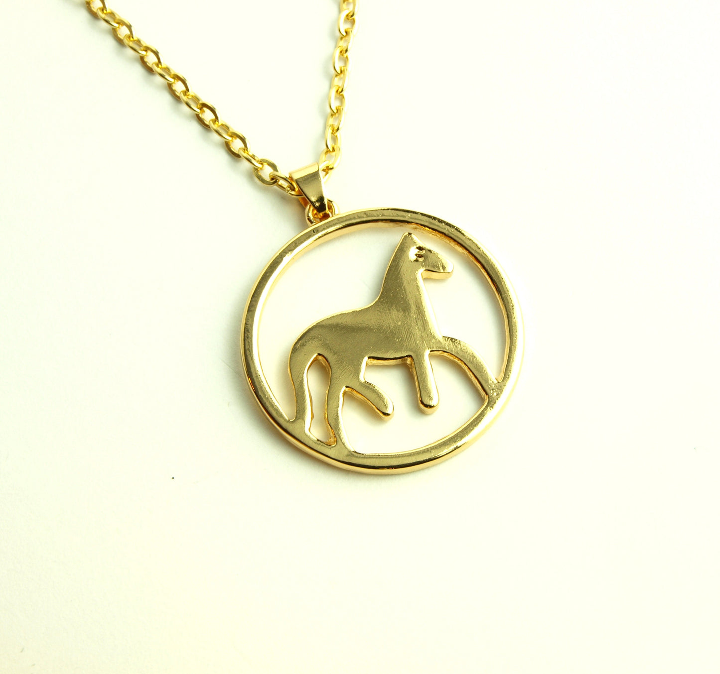 Kette Pferd Anhänger rund golden