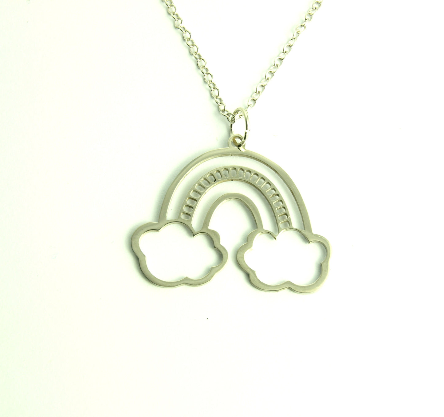 Kette Regenbogen Wolken Himmel Edelstahl Anhänger silbern