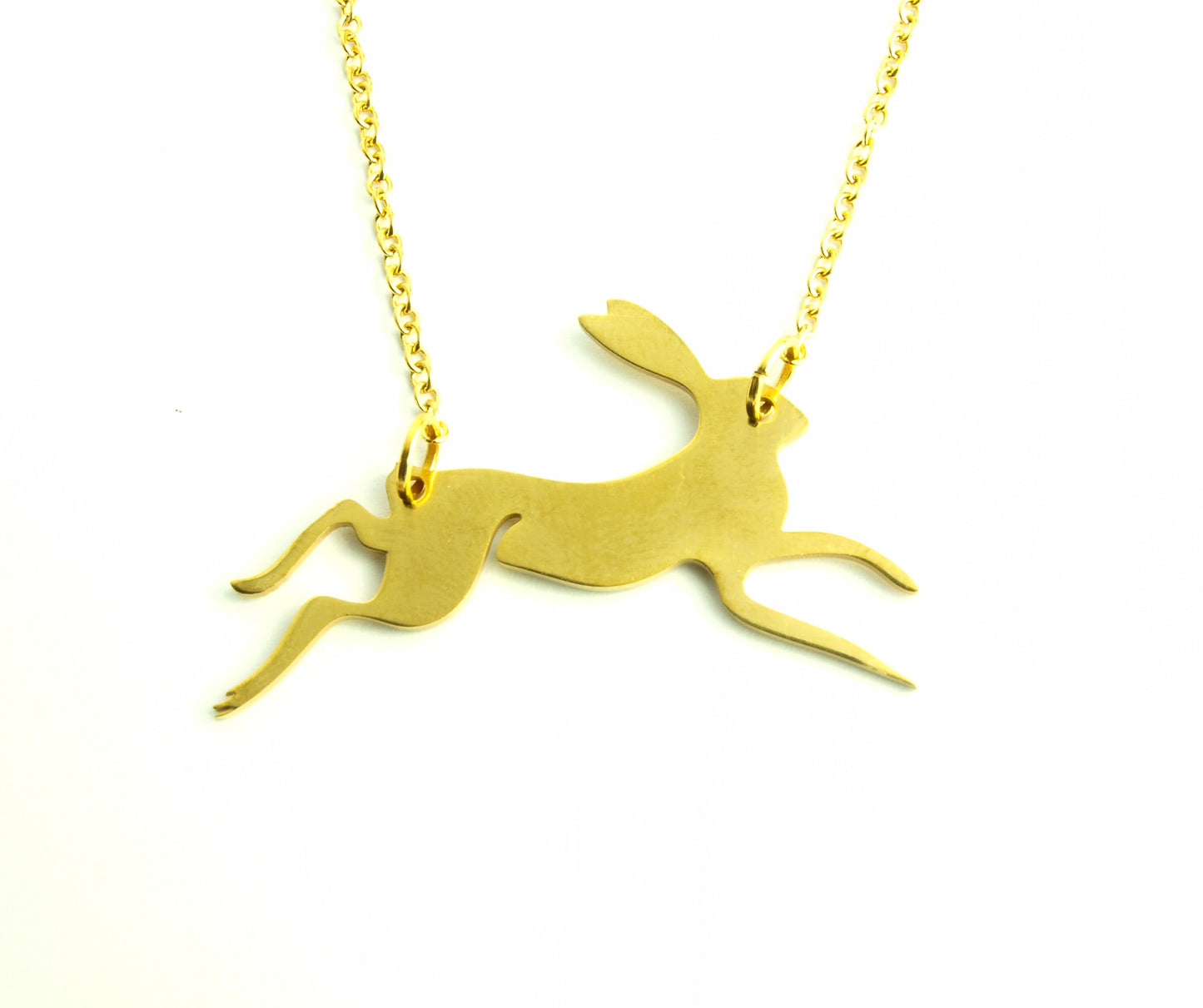 Kette Hase Kaninchen Wald Natur Edelstahl Anhänger golden