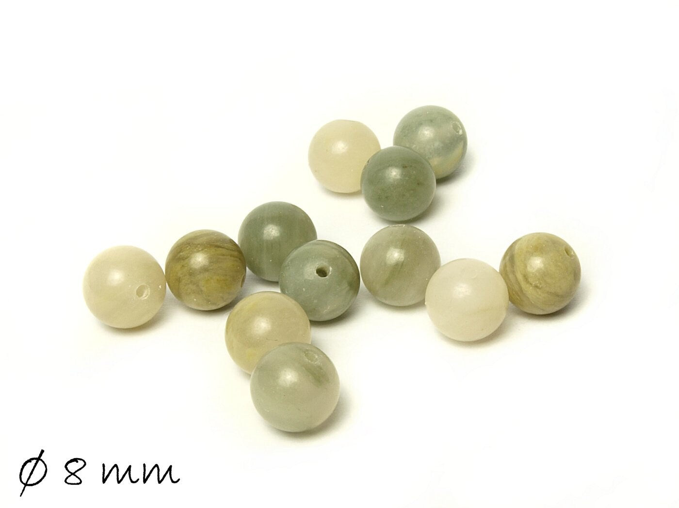 10 Stück Edelstein Perlen Jasper (Jaspis) Ø 8 mm