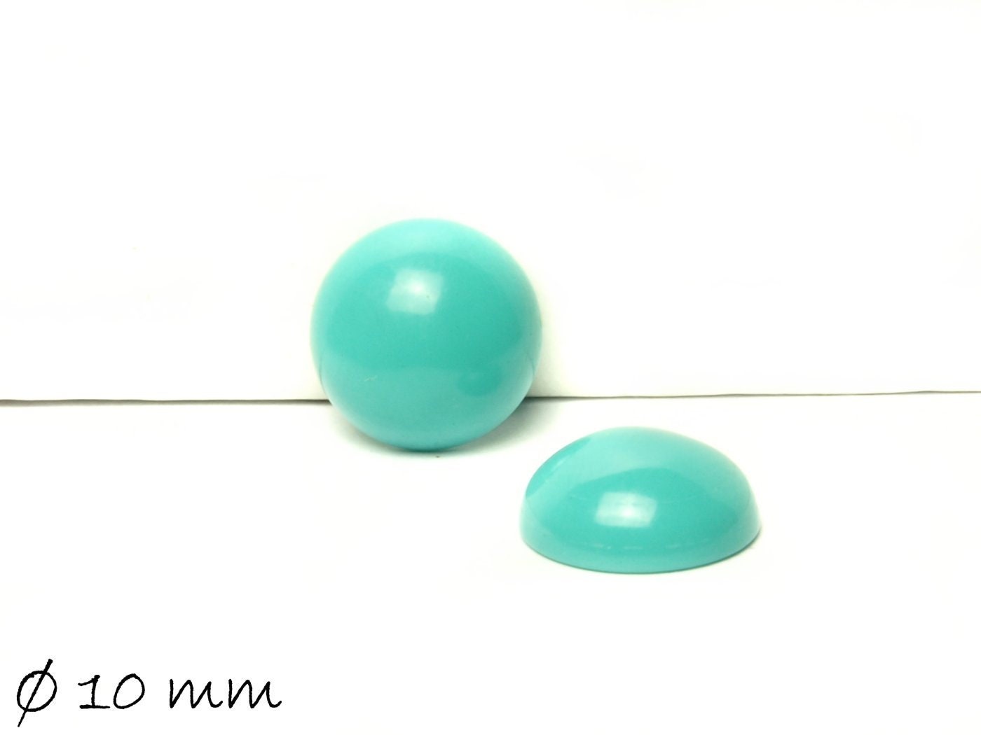 2 Stück Cabochons, synthetischer Türkis, 10 mm, türkis