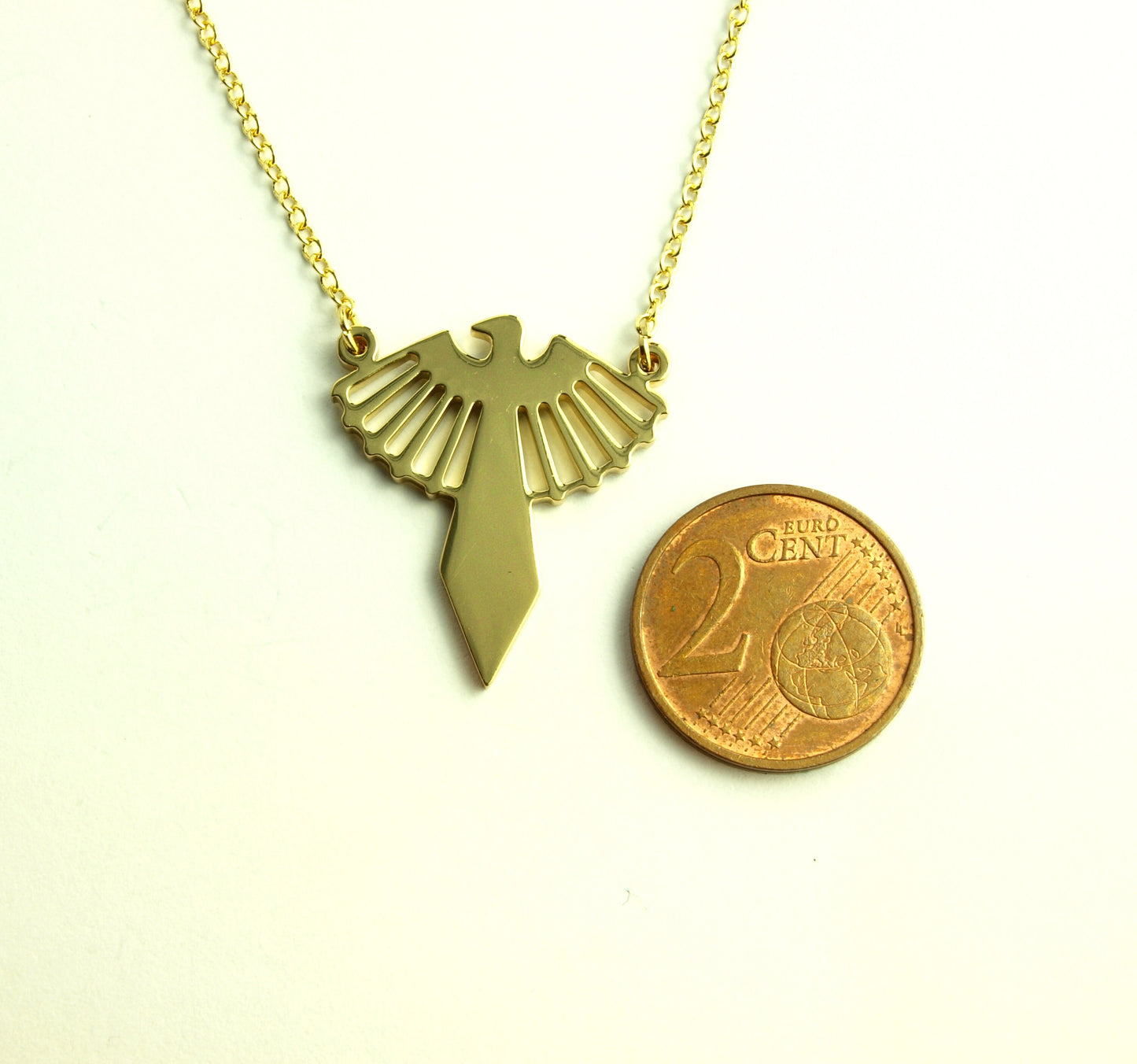 Kette Phönix Anhänger Vogel Farbe nach Wahl geometrisch