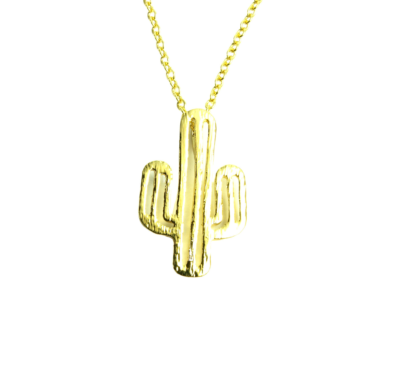 Kette Kaktus Pflanze Anhänger Wüste Western golden